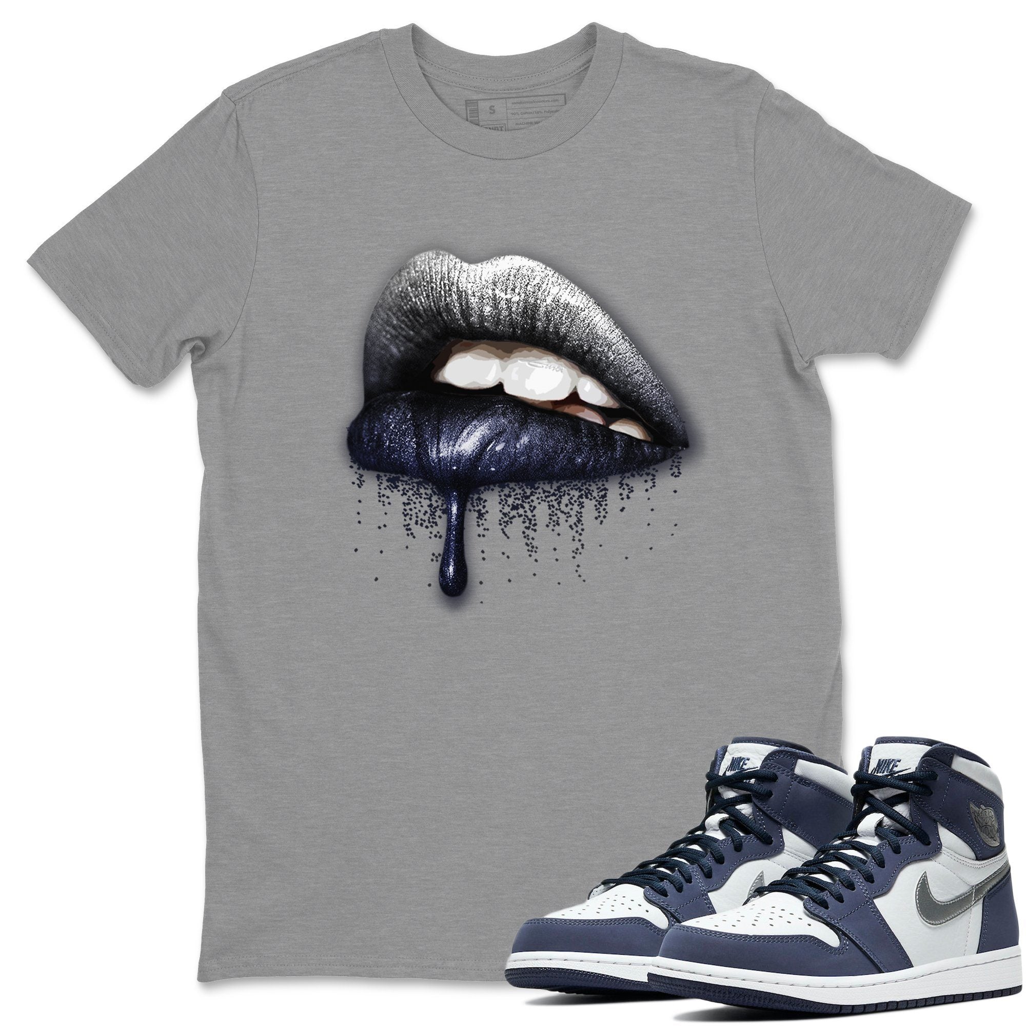 Jordan 1 Midnight Navy Shirt To Match Jordans Dripping Lips Sneaker Tees Jordan 1 Midnight Navy Drip Gear Zone Sneaker Matching Clothing Unisex Shirts