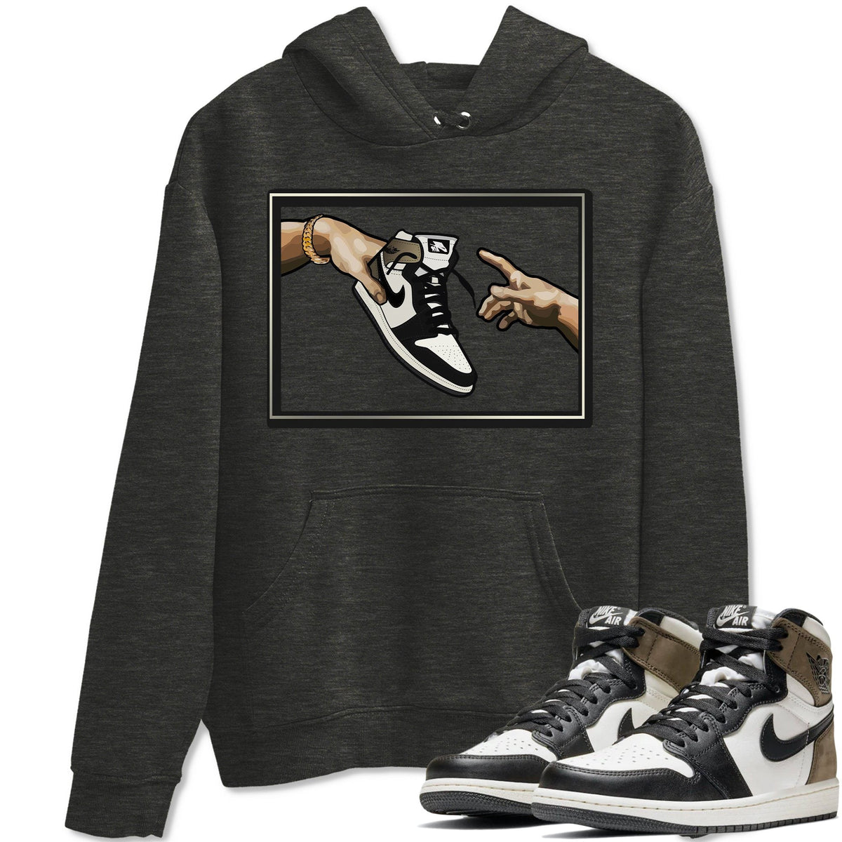 Jordan 1 Dark Mocha Sneaker Matching T-Shirt Adam's Creation Sneaker Tees Jordan 1 Dark Mocha Sneaker Release Tees Crew Neck Tees
