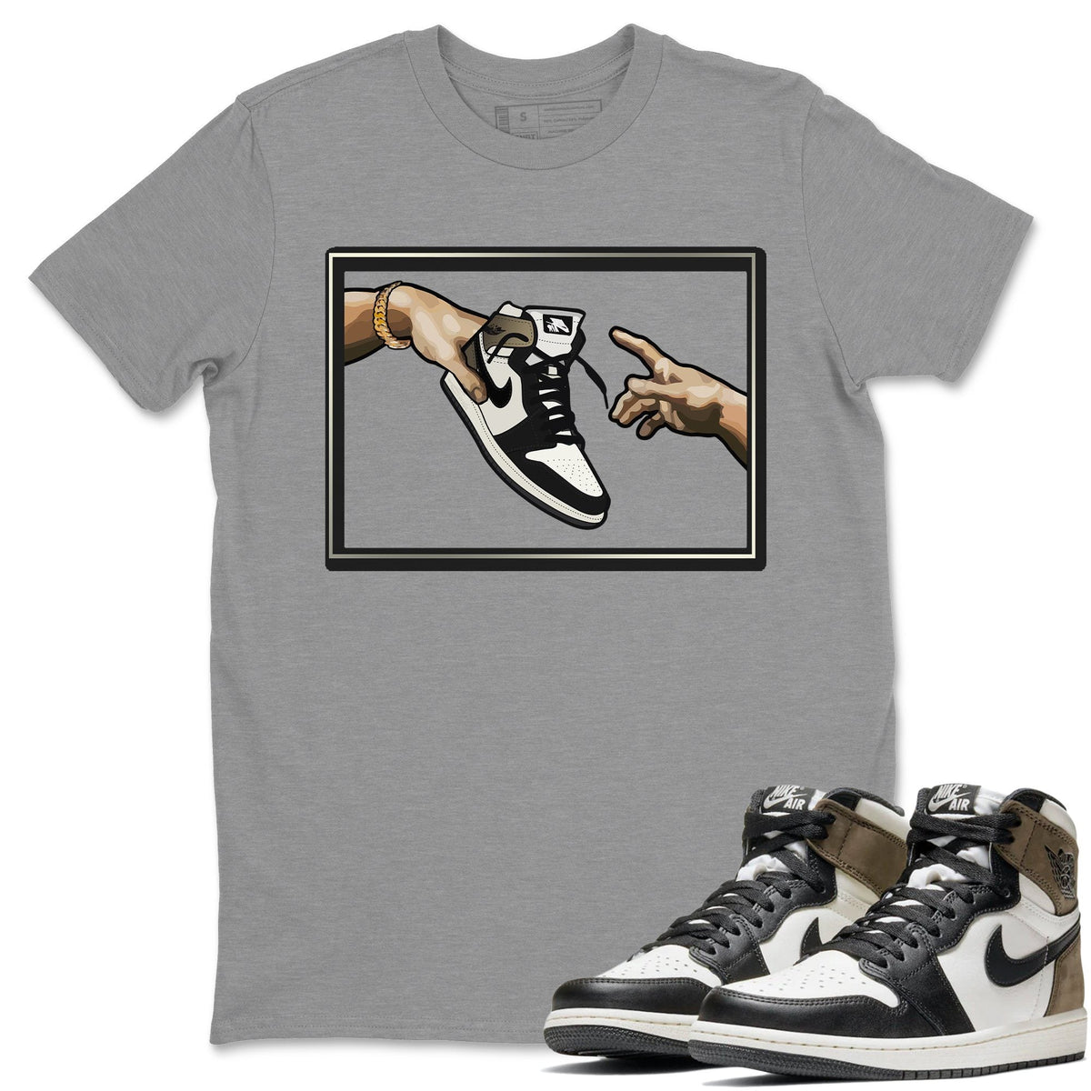 Jordan 1 Dark Mocha Sneaker Matching T-Shirt Adam's Creation Sneaker Tees Jordan 1 Dark Mocha Sneaker Release Tees Crew Neck Tees