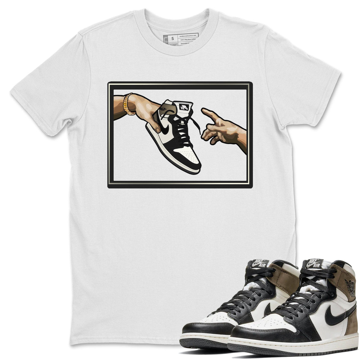 Jordan 1 Dark Mocha Sneaker Matching T-Shirt Adam's Creation Sneaker Tees Jordan 1 Dark Mocha Sneaker Release Tees Crew Neck Tees