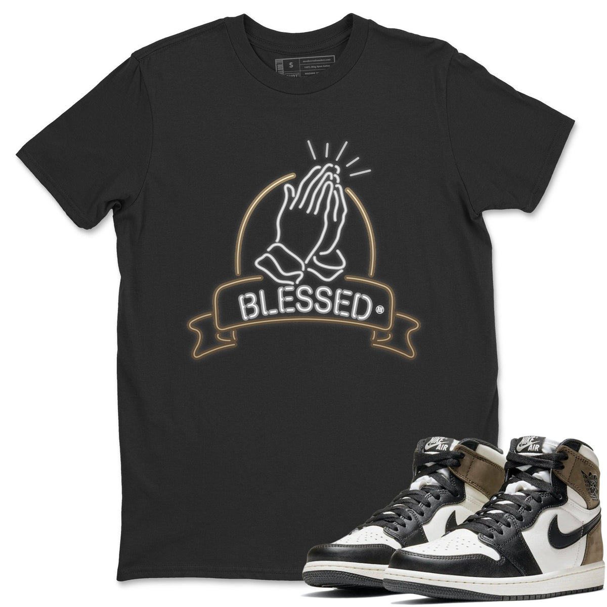 Jordan 1 Dark Mocha Sneaker Matching T-Shirt Blessed Sneaker Tees Jordan 1 Dark Mocha Sneaker Release Tees Crew Neck Tees