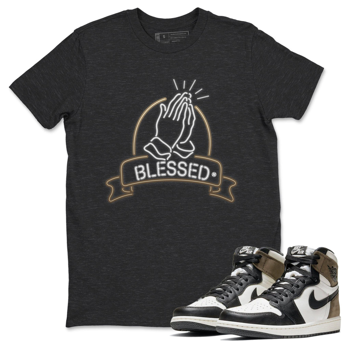 Jordan 1 Dark Mocha Sneaker Matching T-Shirt Blessed Sneaker Tees Jordan 1 Dark Mocha Sneaker Release Tees Crew Neck Tees