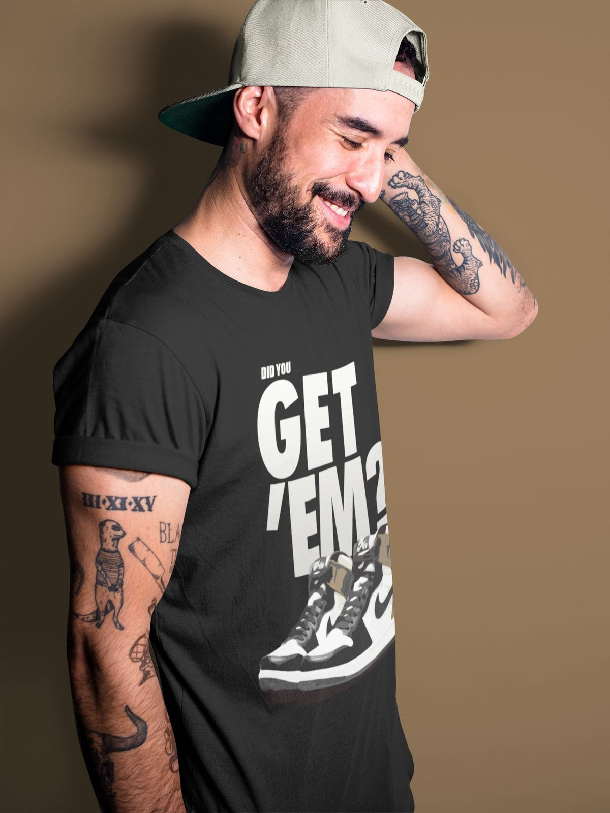 Jordan 1 Dark Mocha Sneaker Matching T-Shirt Did You Get Em SNRT Sneaker Tees Jordan 1 Dark Mocha Drip Gear Zone Crew Neck Tees
