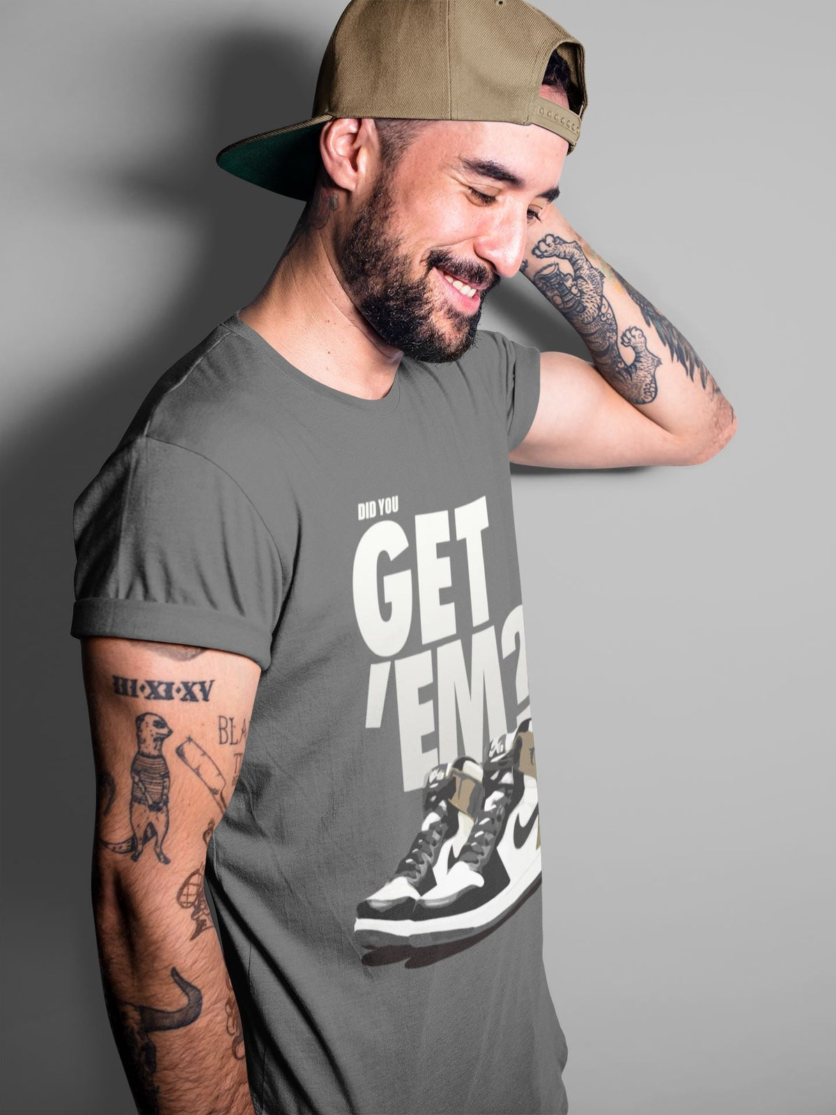 Jordan 1 Dark Mocha Sneaker Matching T-Shirt Did You Get Em SNRT Sneaker Tees Jordan 1 Dark Mocha Drip Gear Zone Crew Neck Tees