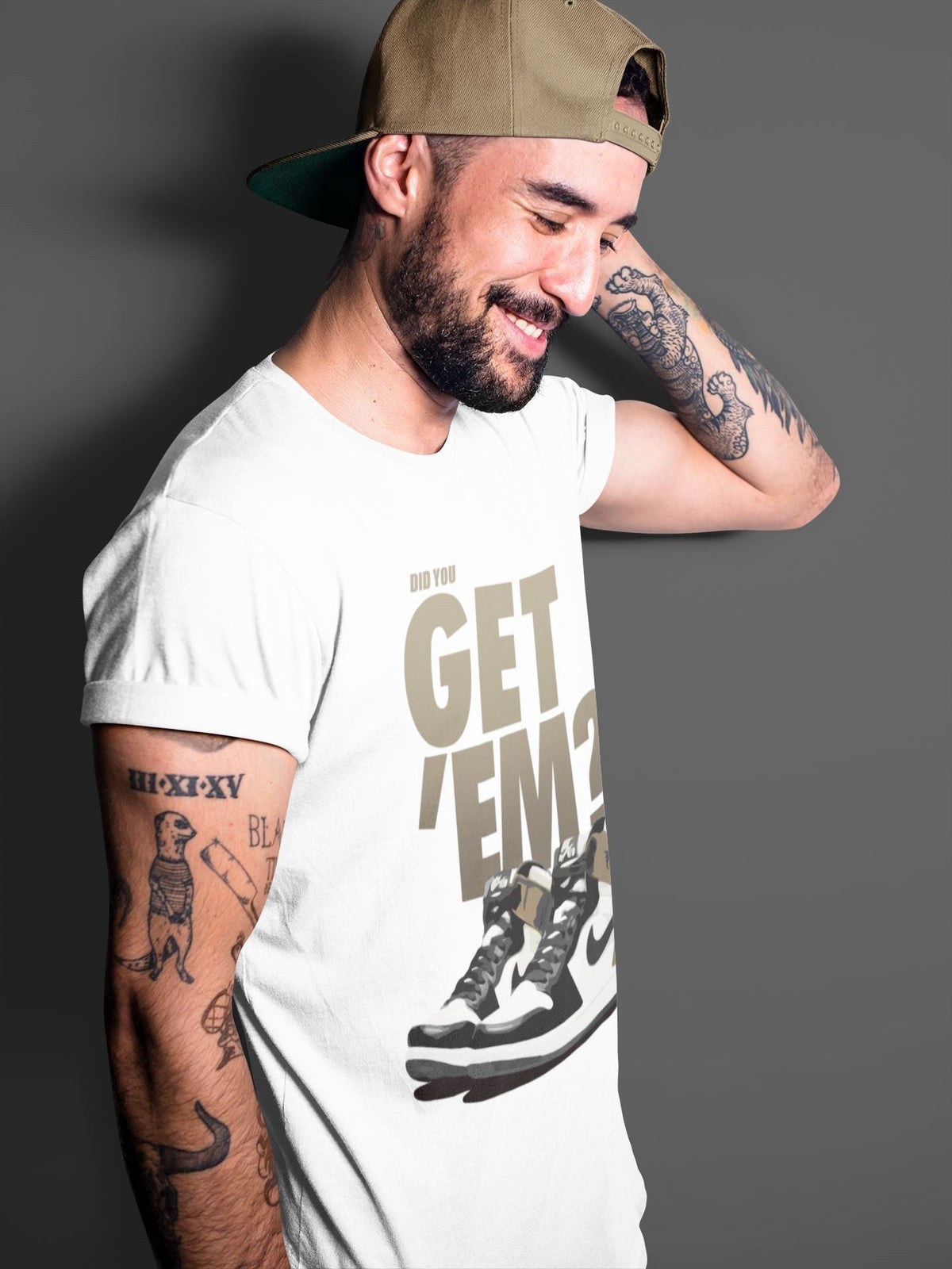 Jordan 1 Dark Mocha Sneaker Matching T-Shirt Did You Get Em SNRT Sneaker Tees Jordan 1 Dark Mocha Drip Gear Zone Crew Neck Tees