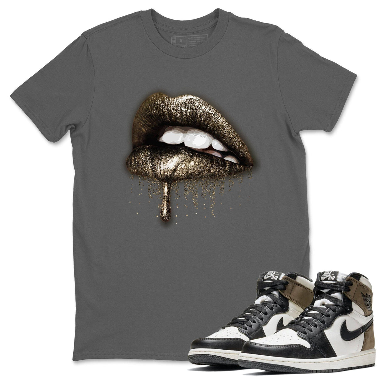 Jordan 1 Dark Mocha Sneaker Matching T-Shirt Dripping Lips Sneaker Tees Jordan 1 Dark Mocha Sneaker Release Tees Crew Neck Tees