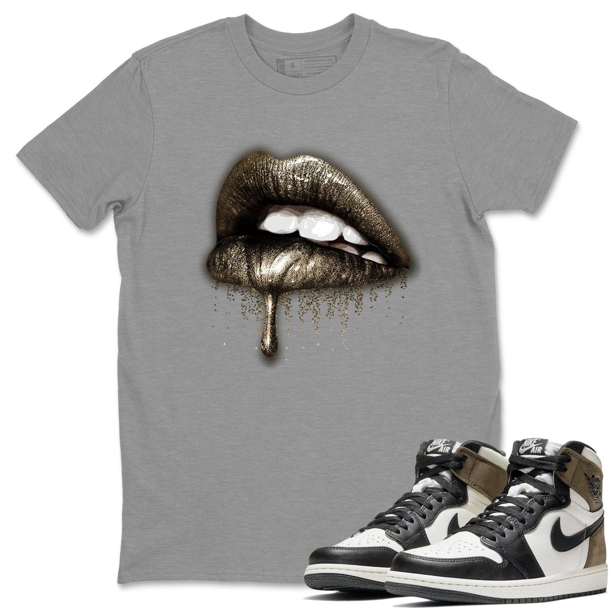 Jordan 1 Dark Mocha Sneaker Matching T-Shirt Dripping Lips Sneaker Tees Jordan 1 Dark Mocha Sneaker Release Tees Crew Neck Tees