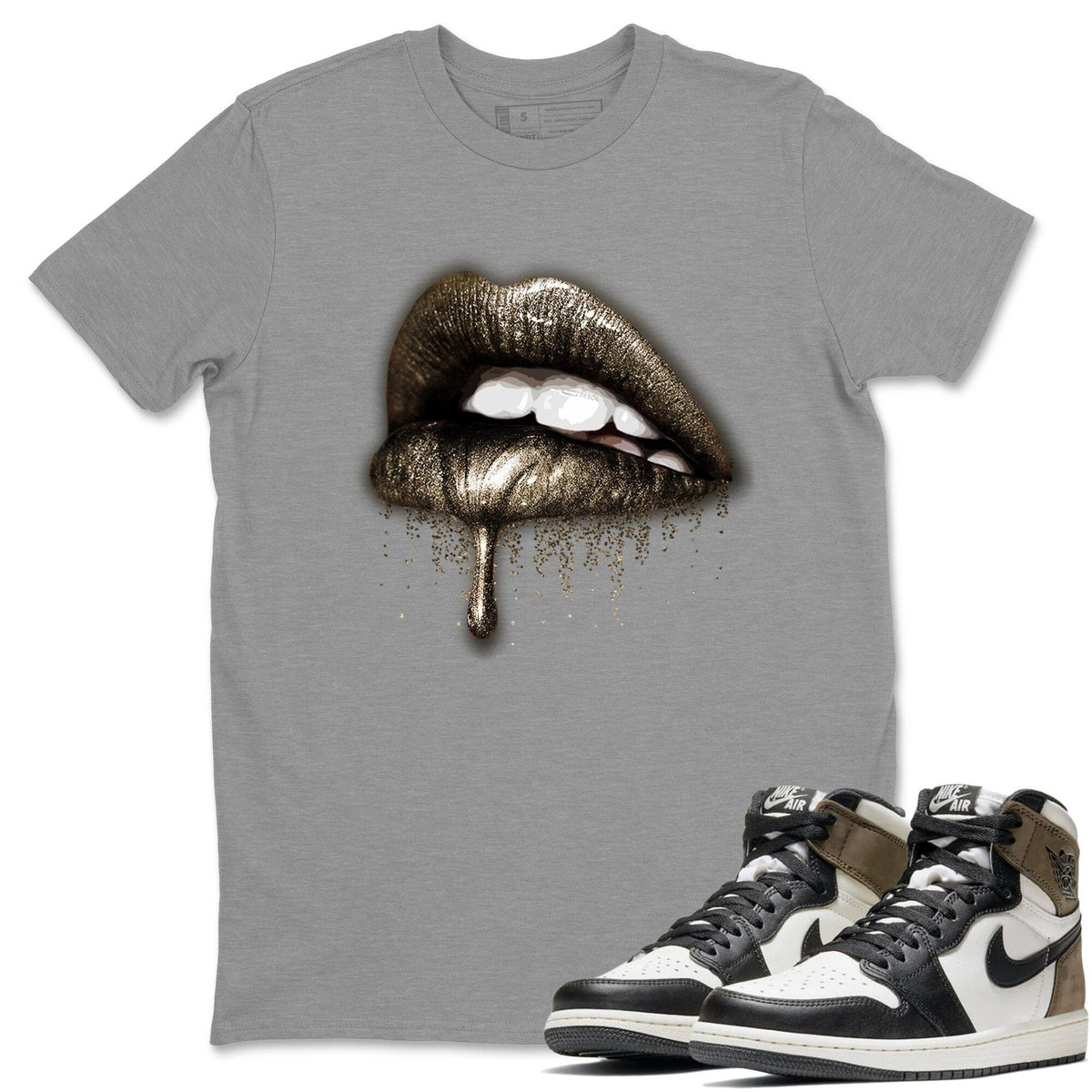 Jordan 1 Dark Mocha Sneaker Matching T-Shirt Dripping Lips Sneaker Tees Jordan 1 Dark Mocha Sneaker Release Tees Crew Neck Tees