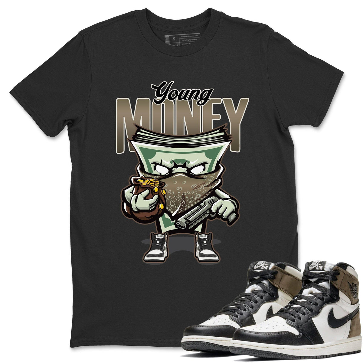 Jordan 1 Dark Mocha Sneaker Matching T-Shirt Young Money Sneaker Tees Jordan 1 Dark Mocha Sneaker Release Tees Crew Neck Tees