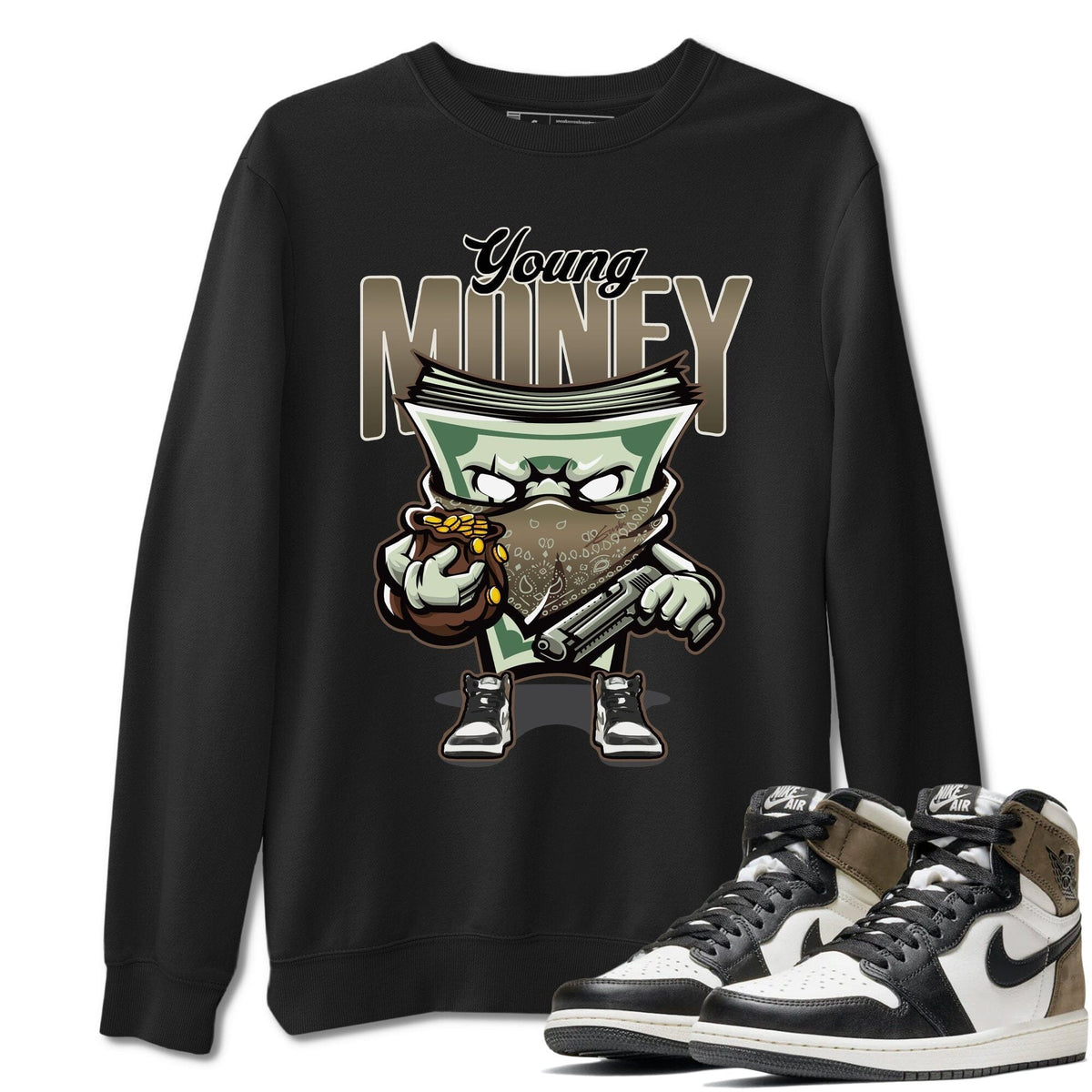 Jordan 1 Dark Mocha Sneaker Matching T-Shirt Young Money Sneaker Tees Jordan 1 Dark Mocha Sneaker Release Tees Crew Neck Tees