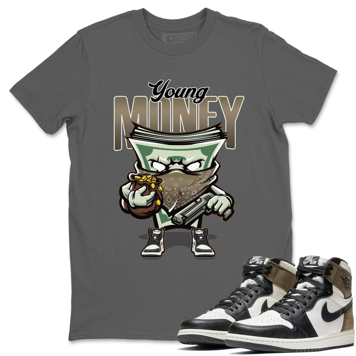 Jordan 1 Dark Mocha Sneaker Matching T-Shirt Young Money Sneaker Tees Jordan 1 Dark Mocha Sneaker Release Tees Crew Neck Tees