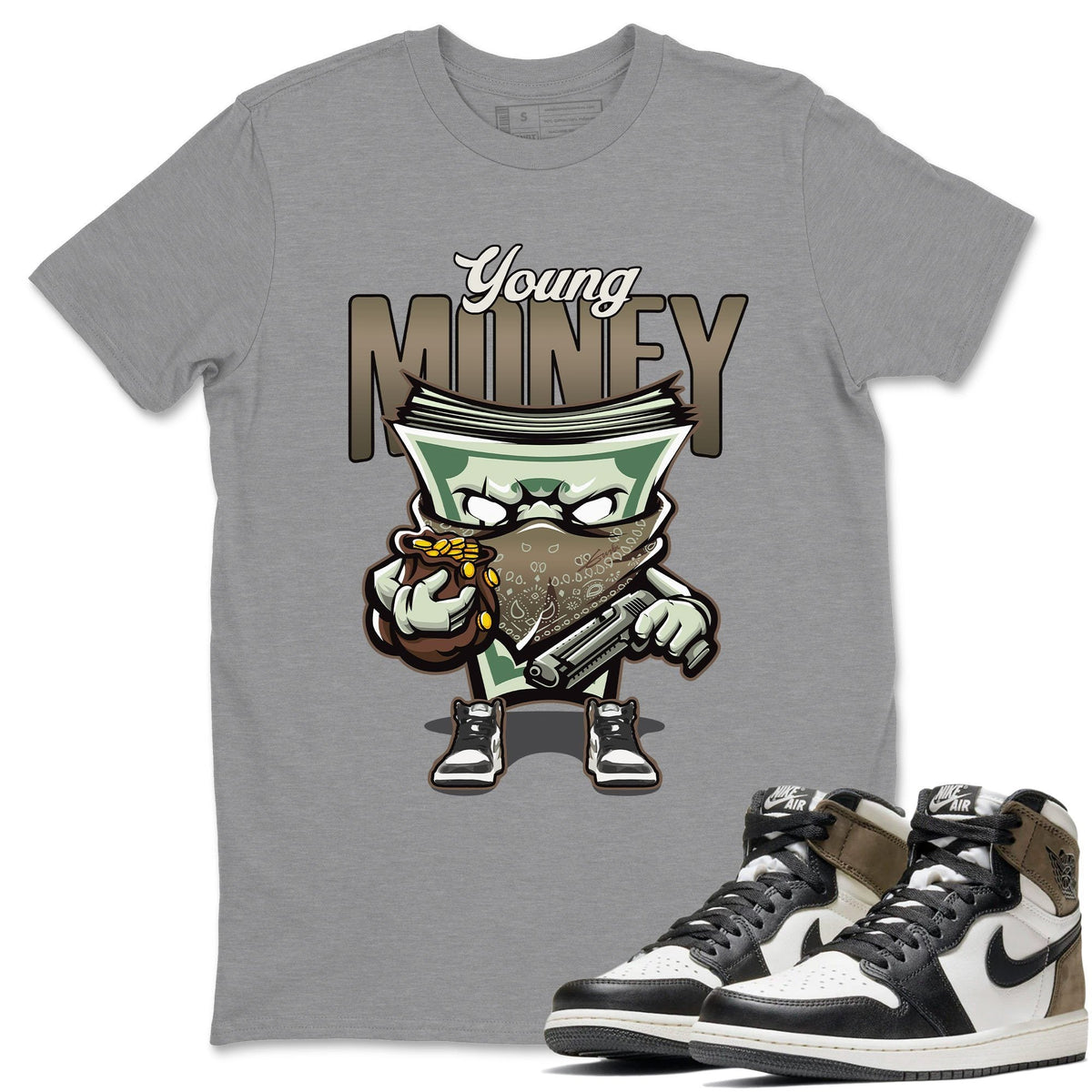 Jordan 1 Dark Mocha Sneaker Matching T-Shirt Young Money Sneaker Tees Jordan 1 Dark Mocha Sneaker Release Tees Crew Neck Tees