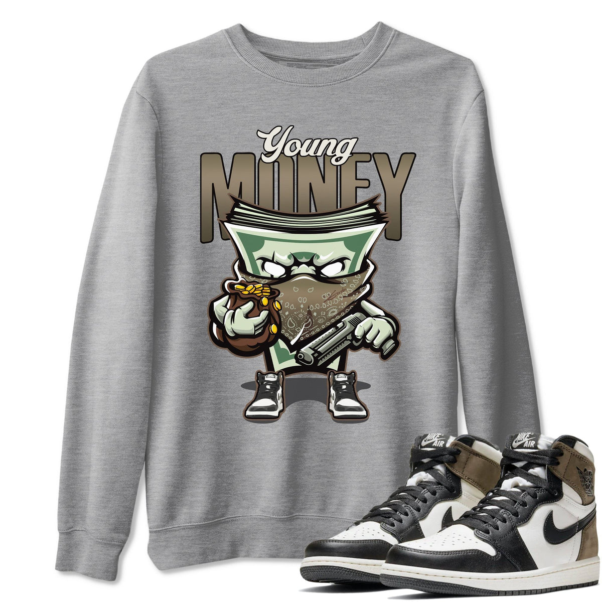 Jordan 1 Dark Mocha Sneaker Matching T-Shirt Young Money Sneaker Tees Jordan 1 Dark Mocha Sneaker Release Tees Crew Neck Tees