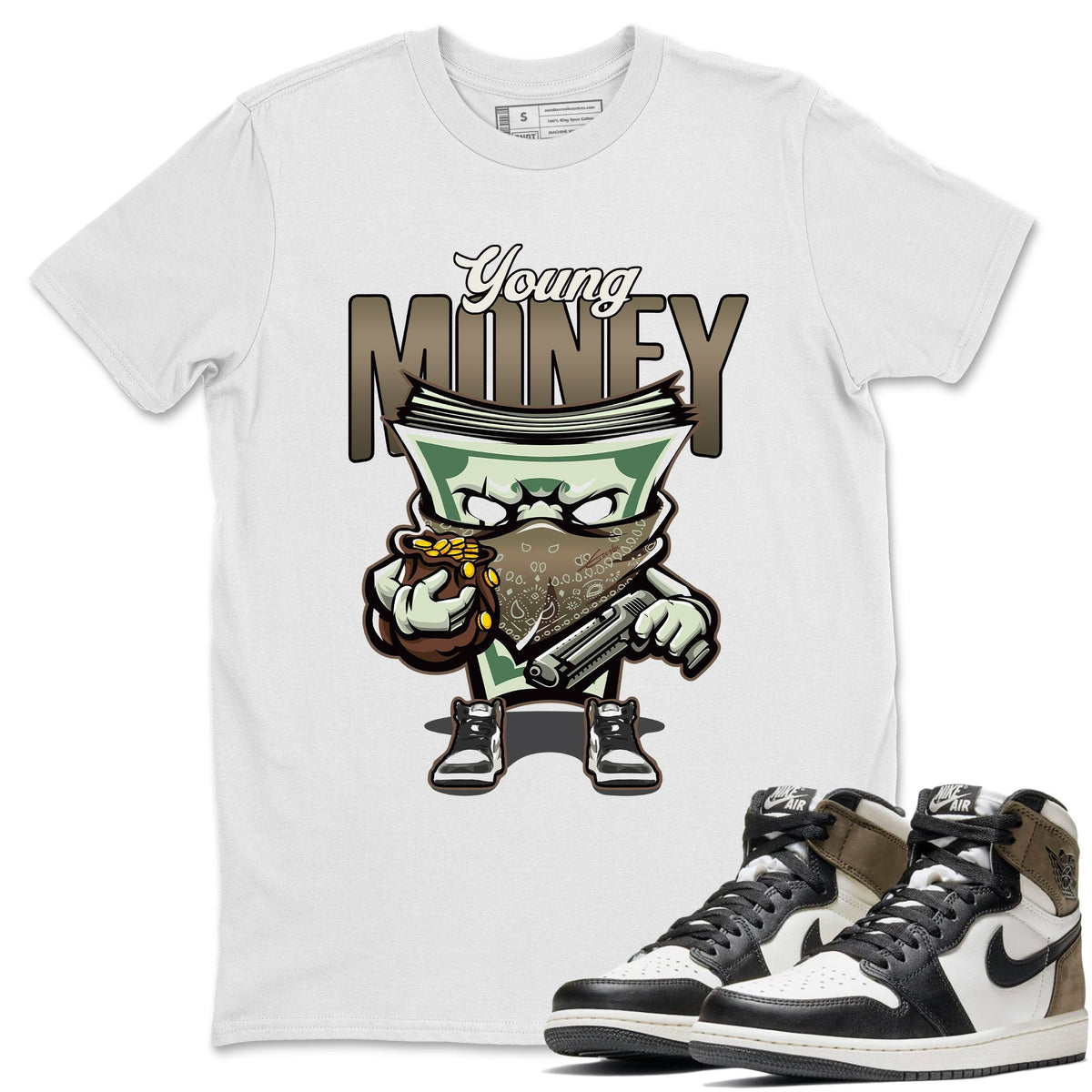 Jordan 1 Dark Mocha Sneaker Matching T-Shirt Young Money Sneaker Tees Jordan 1 Dark Mocha Sneaker Release Tees Crew Neck Tees