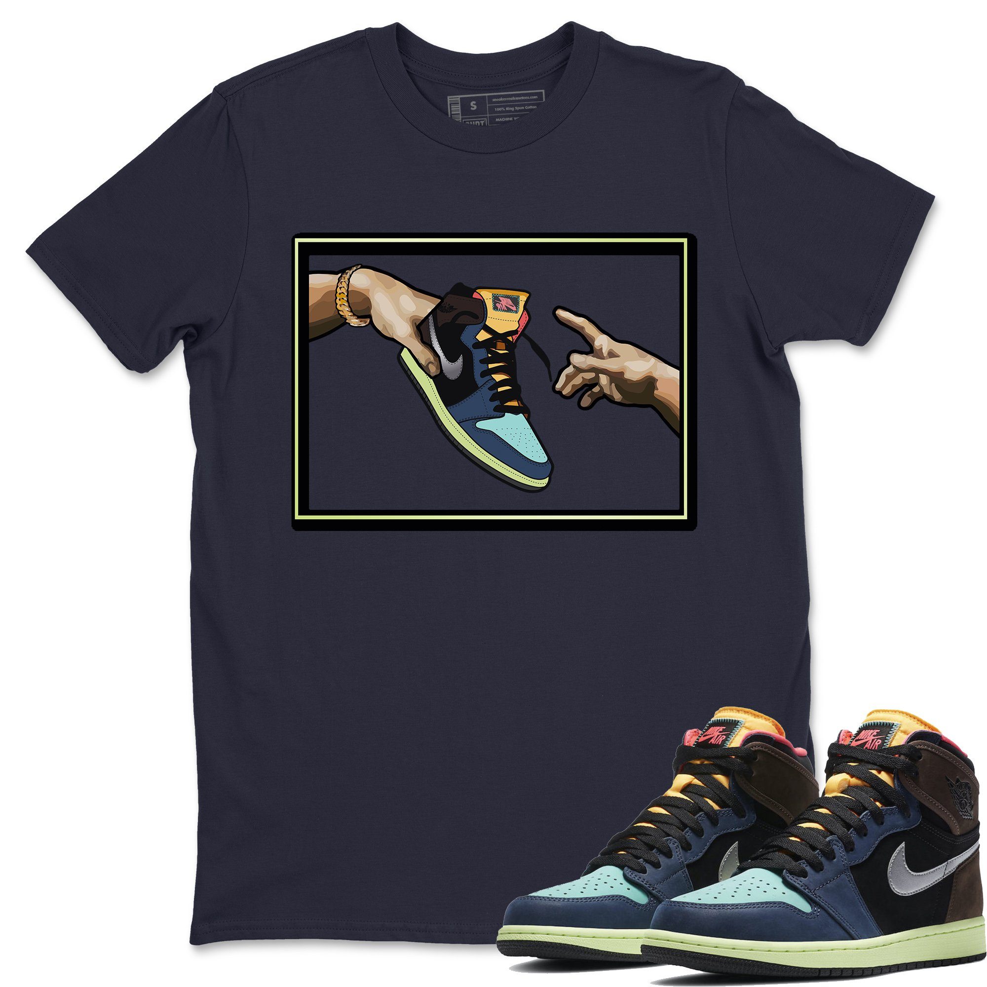 Jordan 1 Bio Hack Sneaker Match Tees Adam's Creation Sneaker Tees Jordan 1 Bio Hack Jordan to match sneaker T-Shirt Crew Neck Shirts