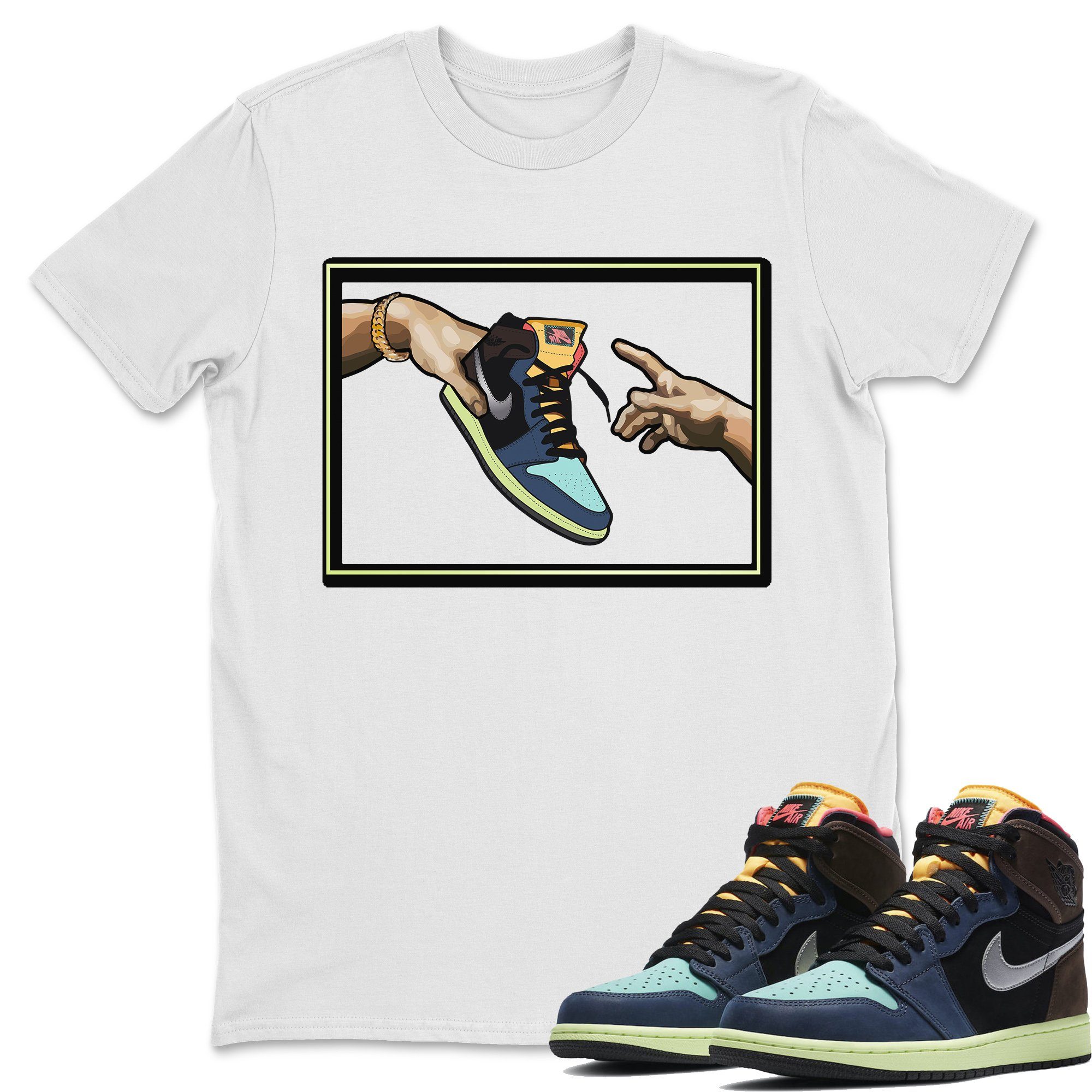 Jordan 1 Bio Hack Sneaker Match Tees Adam's Creation Sneaker Tees Jordan 1 Bio Hack Jordan to match sneaker T-Shirt Crew Neck Shirts
