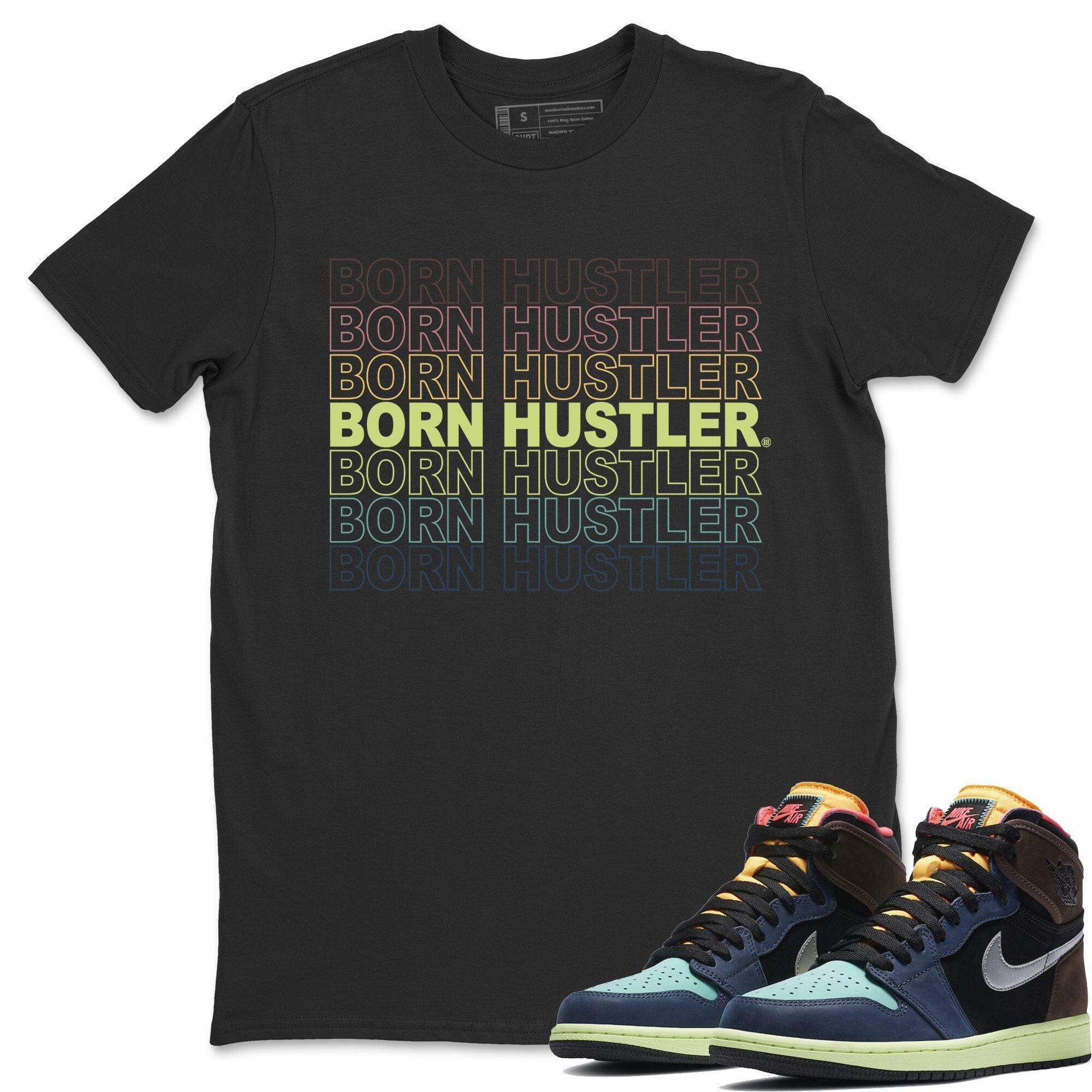 Jordan 1 Bio Hack Sneaker Match Tees Born Hustler Sneaker Tees Jordan 1 Bio Hack Jordan to match sneaker T-Shirt Crew Neck Shirts