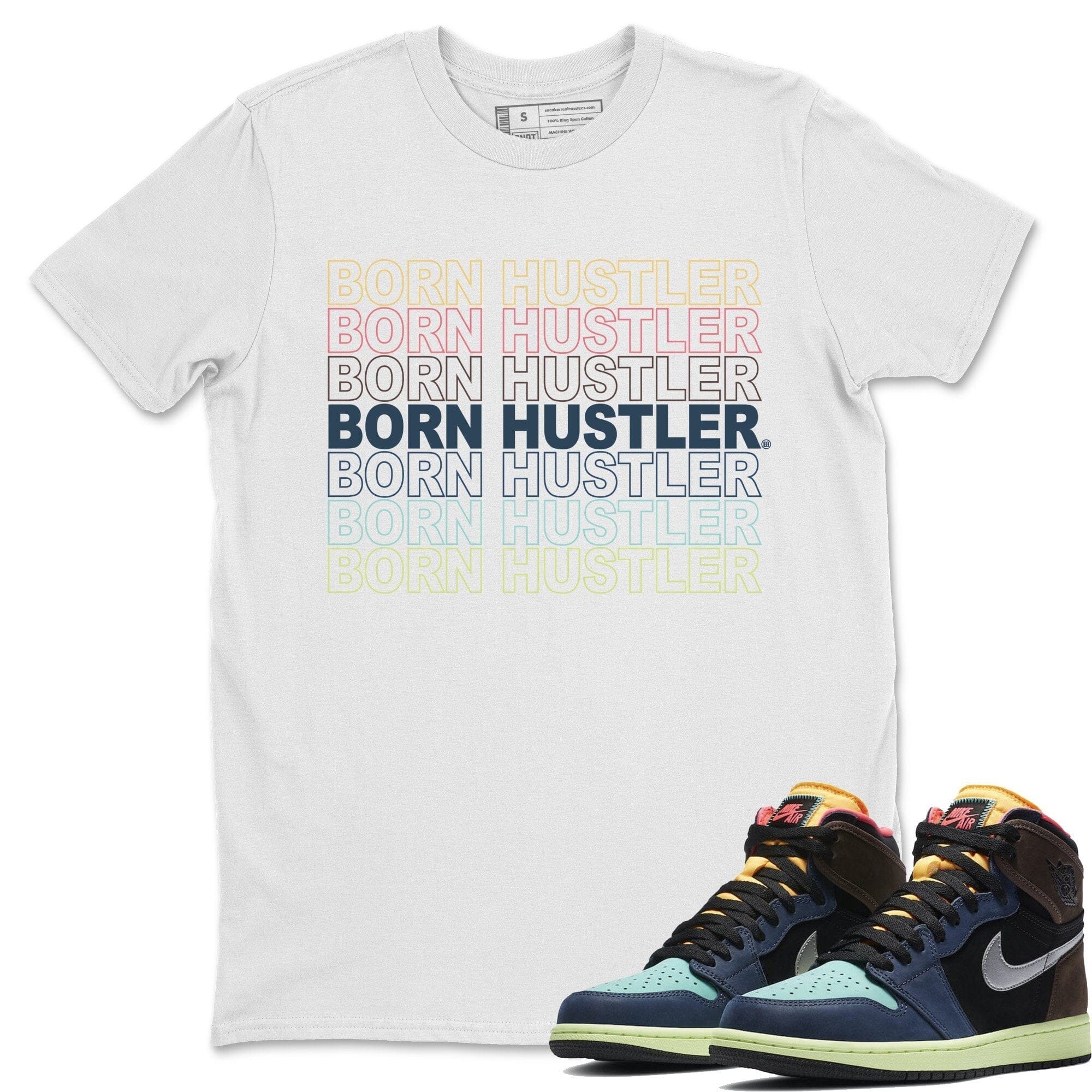 Jordan 1 Bio Hack Sneaker Match Tees Born Hustler Sneaker Tees Jordan 1 Bio Hack Jordan to match sneaker T-Shirt Crew Neck Shirts