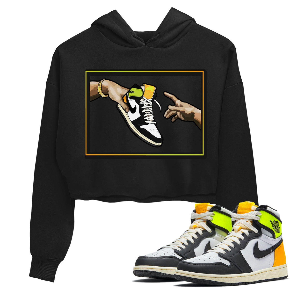 Jordan 1 Volt Gold Sneaker Matching T-Shirt Adam's Creation Sneaker Tees Jordan 1 Volt Gold Sneaker Release Tees Women's Shirts