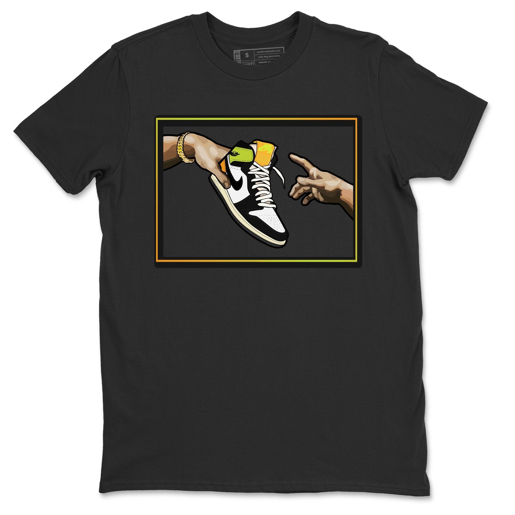 Jordan 1 Volt Gold Shirt To Match Jordans Adam's Creation Sneaker Tees Jordan 1 Volt Gold Drip Gear Zone Sneaker Matching Clothing Unisex Shirts