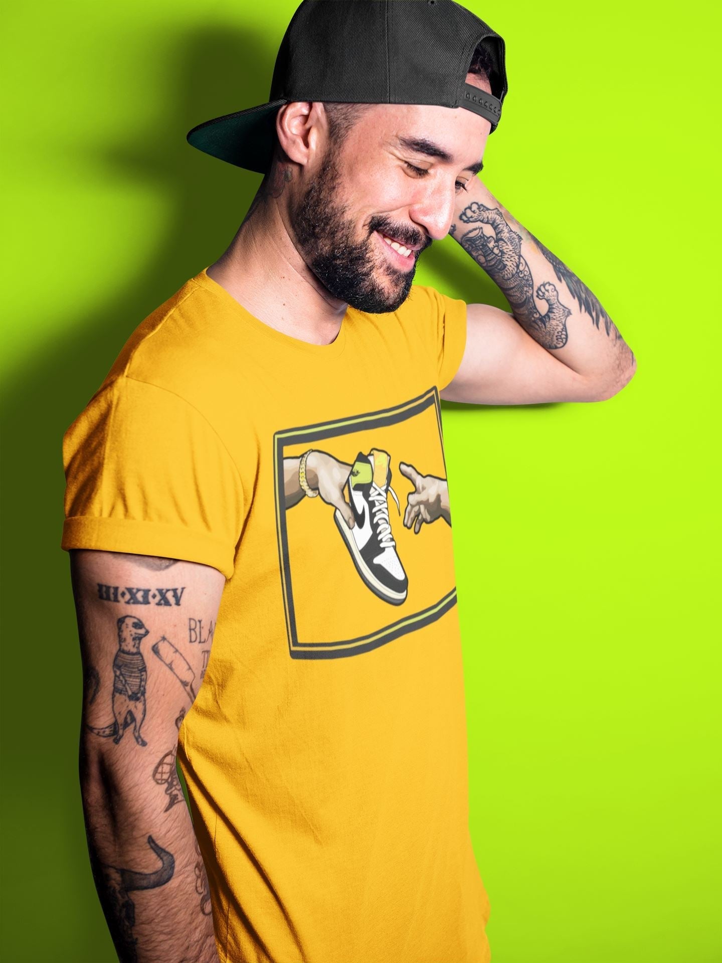Jordan 1 Volt Gold Shirt To Match Jordans Adam's Creation Sneaker Tees Jordan 1 Volt Gold Drip Gear Zone Sneaker Matching Clothing Unisex Shirts