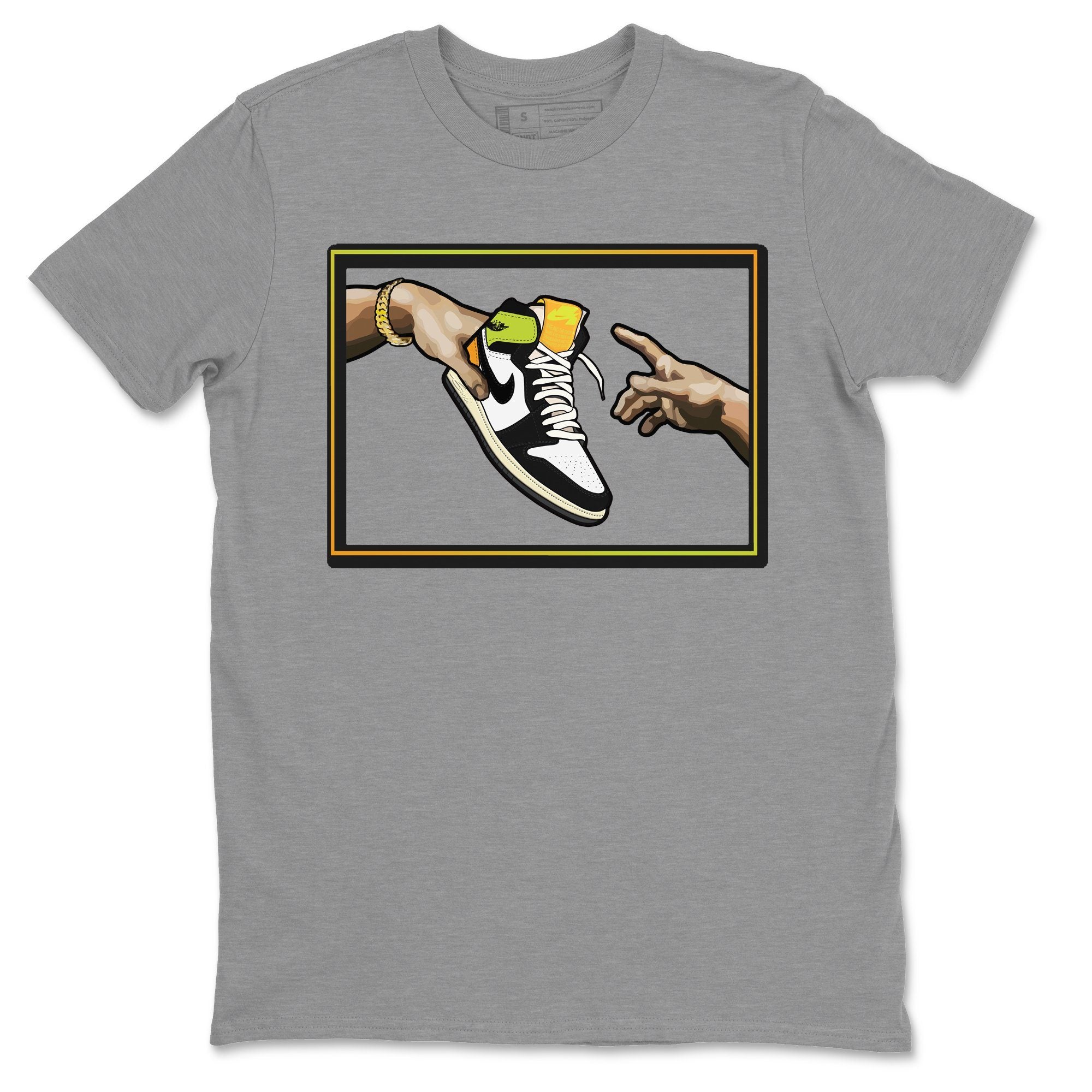 Jordan 1 Volt Gold Shirt To Match Jordans Adam's Creation Sneaker Tees Jordan 1 Volt Gold Drip Gear Zone Sneaker Matching Clothing Unisex Shirts
