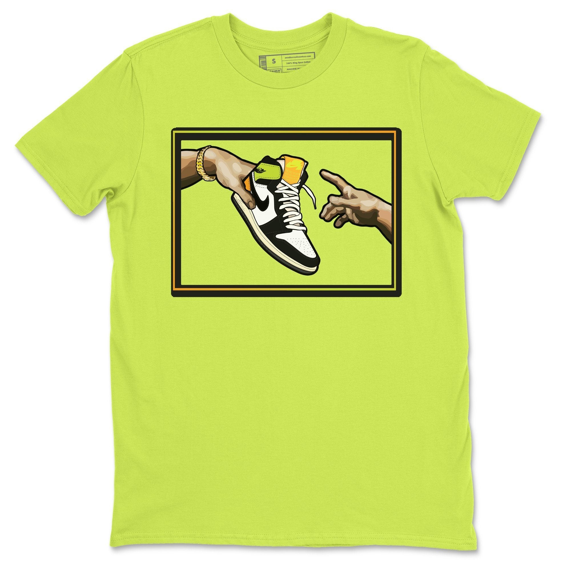 Jordan 1 Volt Gold Shirt To Match Jordans Adam's Creation Sneaker Tees Jordan 1 Volt Gold Drip Gear Zone Sneaker Matching Clothing Unisex Shirts