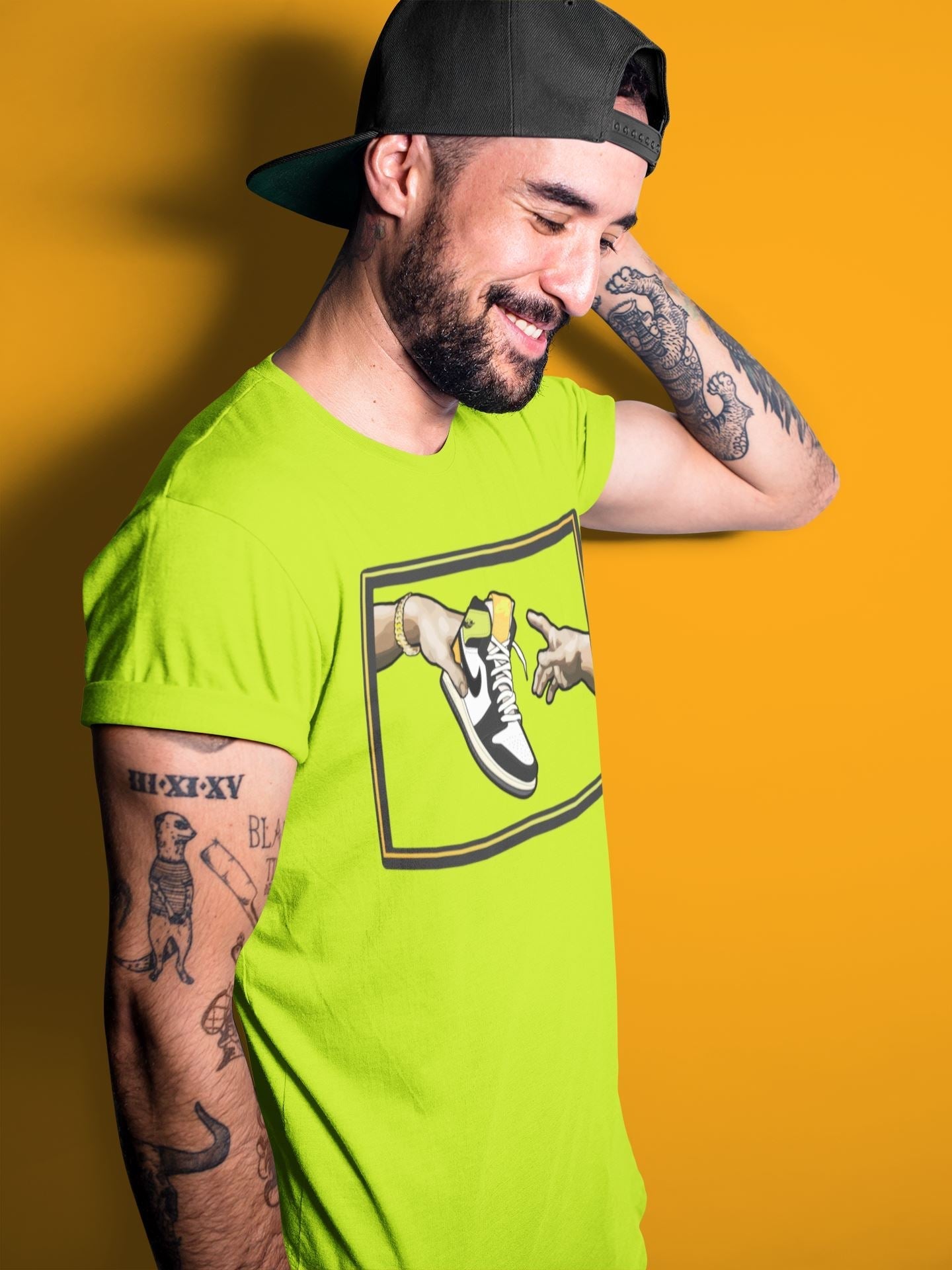 Jordan 1 Volt Gold Shirt To Match Jordans Adam's Creation Sneaker Tees Jordan 1 Volt Gold Drip Gear Zone Sneaker Matching Clothing Unisex Shirts