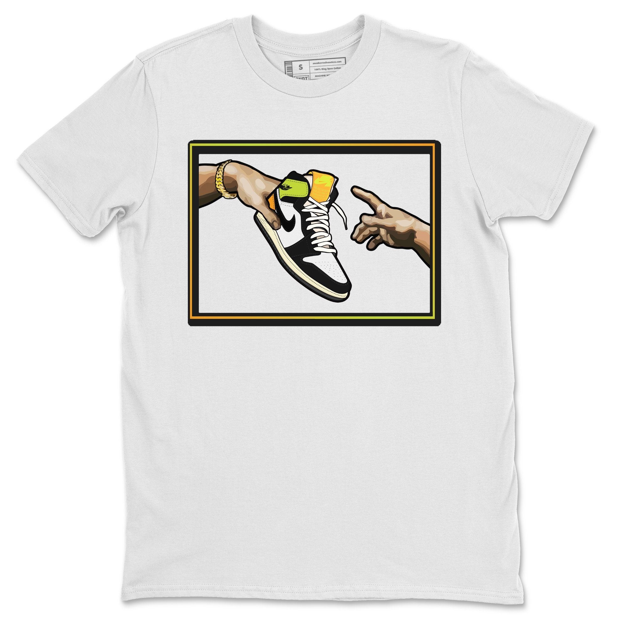 Jordan 1 Volt Gold Shirt To Match Jordans Adam's Creation Sneaker Tees Jordan 1 Volt Gold Drip Gear Zone Sneaker Matching Clothing Unisex Shirts