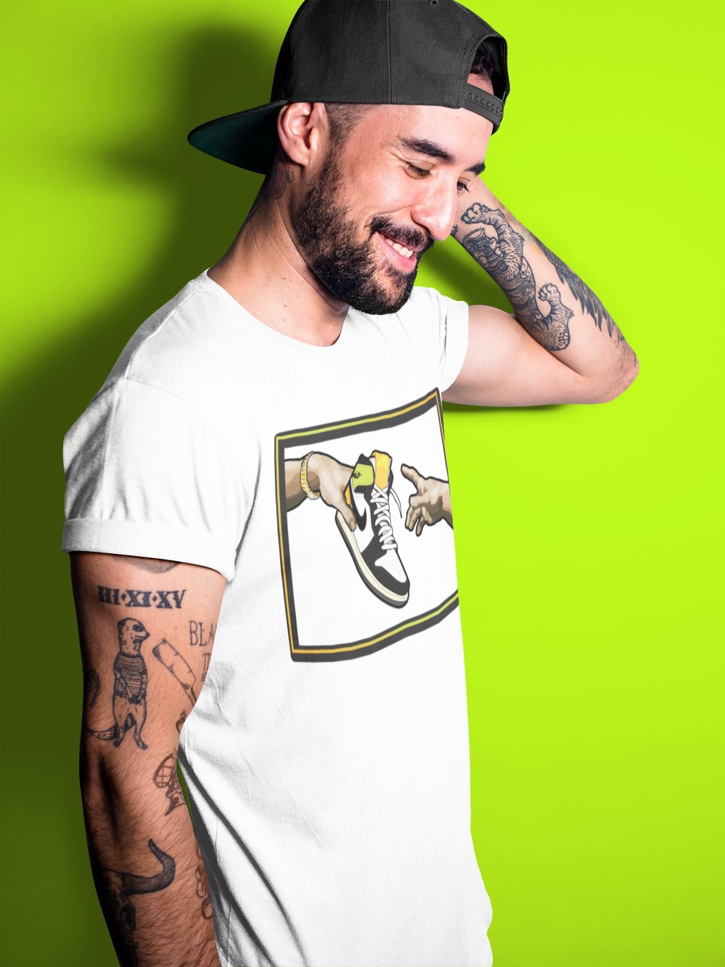 Jordan 1 Volt Gold Shirt To Match Jordans Adam's Creation Sneaker Tees Jordan 1 Volt Gold Drip Gear Zone Sneaker Matching Clothing Unisex Shirts