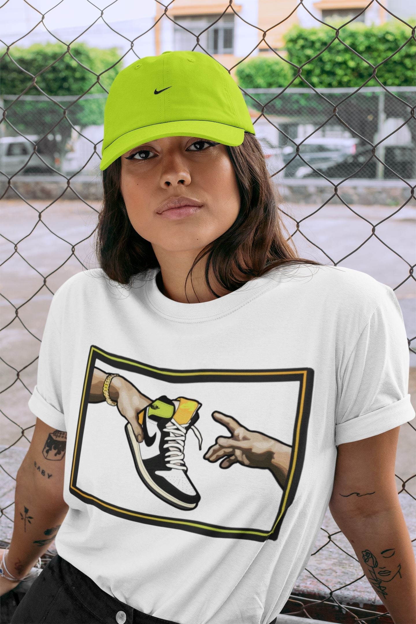 Jordan 1 Volt Gold Shirt To Match Jordans Adam's Creation Sneaker Tees Jordan 1 Volt Gold Drip Gear Zone Sneaker Matching Clothing Unisex Shirts