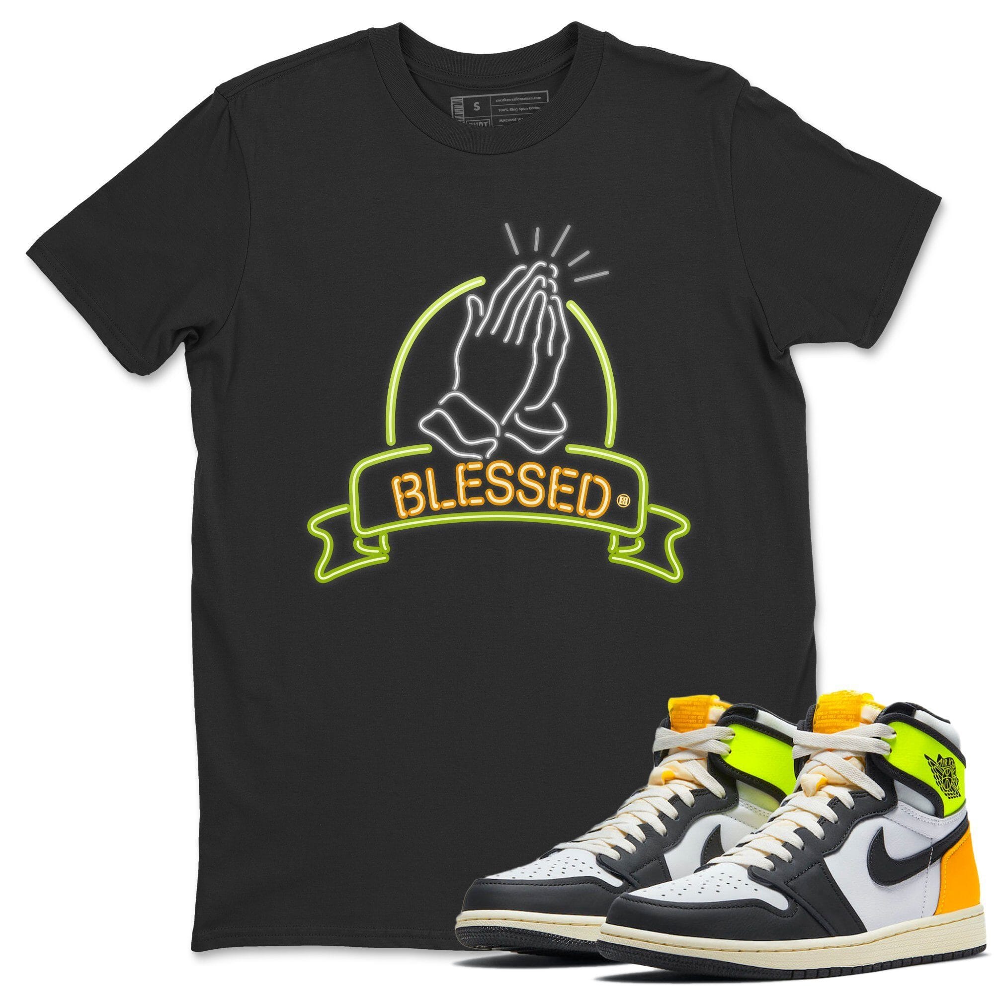 Jordan 1 Volt Gold Shirt To Match Jordans Blessed Sneaker Tees Jordan 1 Volt Gold Drip Gear Zone Sneaker Matching Clothing Unisex Shirts