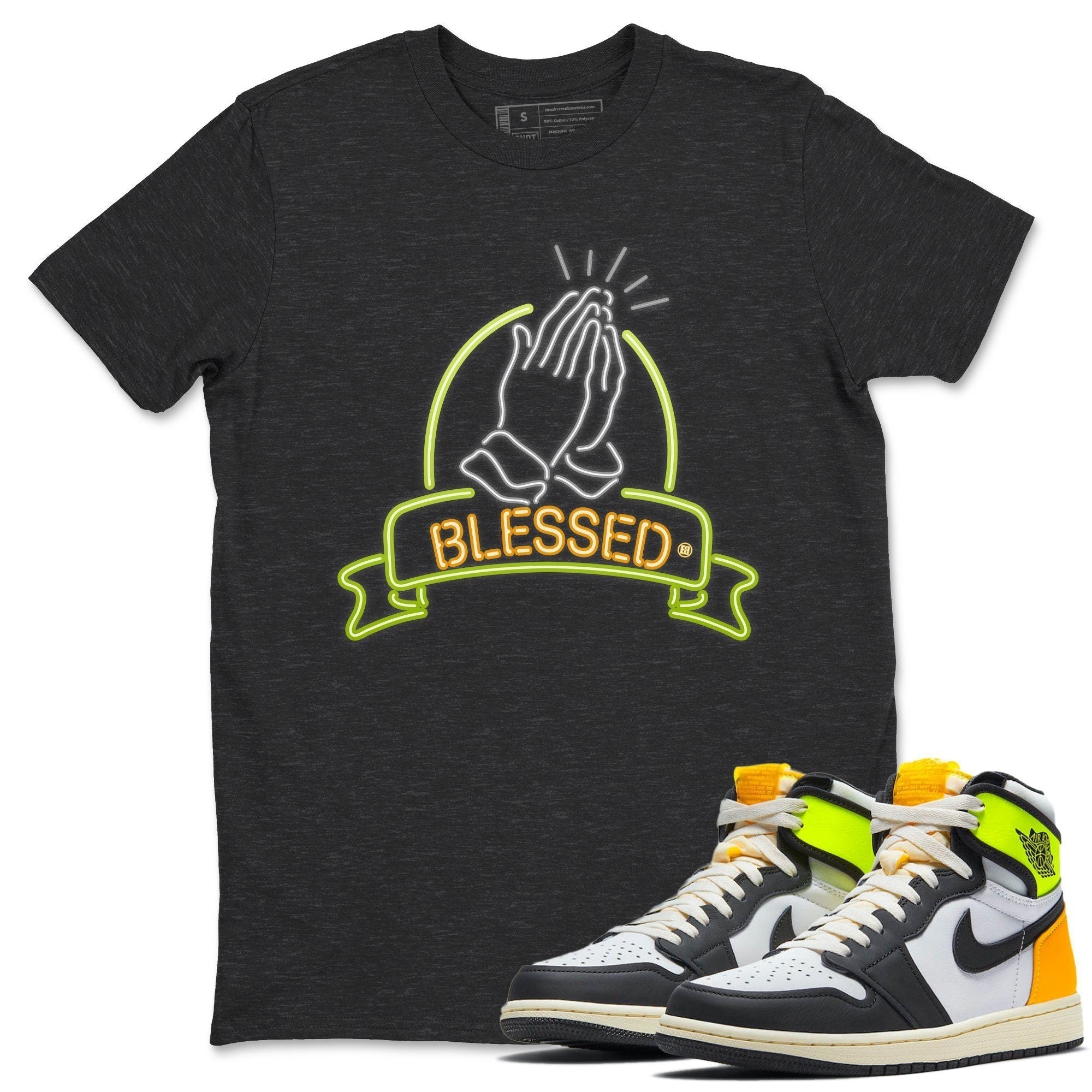 Jordan 1 Volt Gold Shirt To Match Jordans Blessed Sneaker Tees Jordan 1 Volt Gold Drip Gear Zone Sneaker Matching Clothing Unisex Shirts
