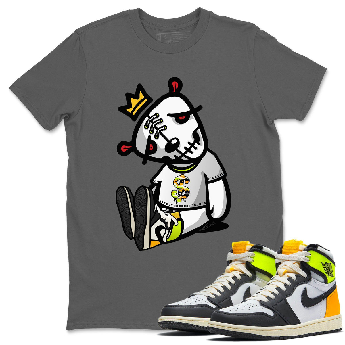 Jordan 1 Volt Gold Shirt To Match Jordans Dead Dolls Sneaker Tees Jordan 1 Volt Gold Drip Gear Zone Sneaker Matching Clothing Unisex Shirts