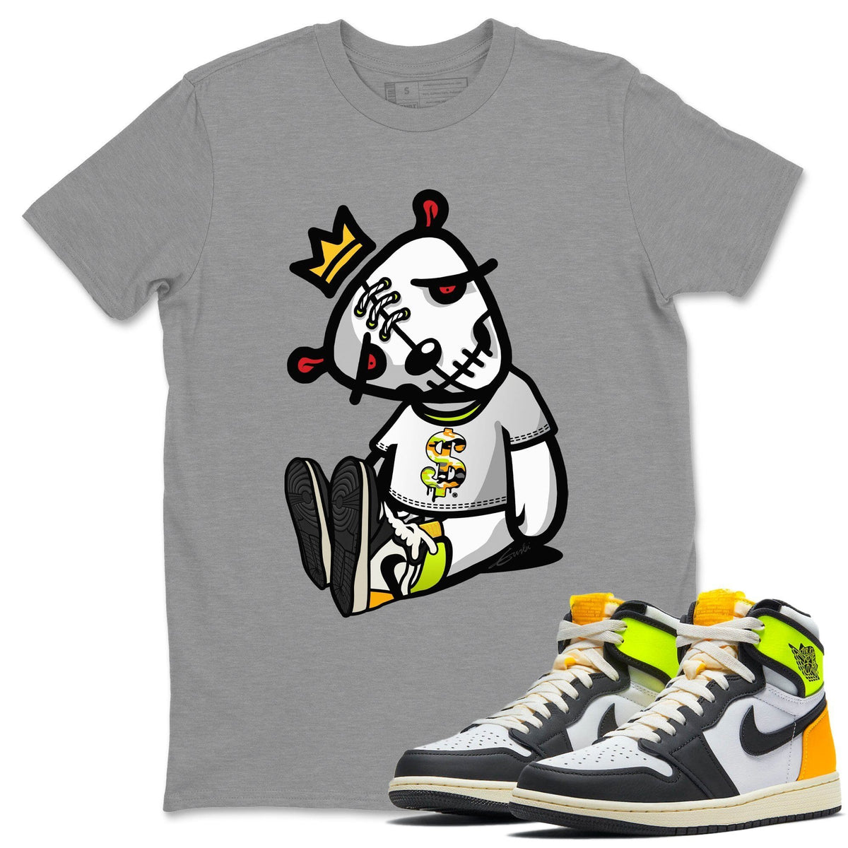 Jordan 1 Volt Gold Shirt To Match Jordans Dead Dolls Sneaker Tees Jordan 1 Volt Gold Drip Gear Zone Sneaker Matching Clothing Unisex Shirts