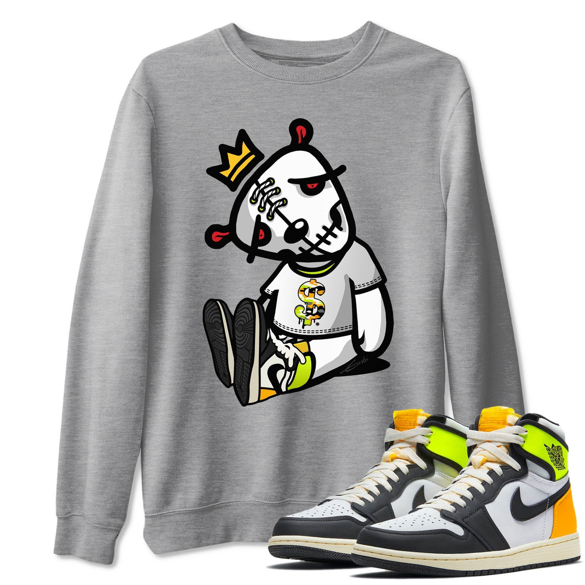 Jordan 1 Volt Gold Shirt To Match Jordans Dead Dolls Sneaker Tees Jordan 1 Volt Gold Drip Gear Zone Sneaker Matching Clothing Unisex Shirts
