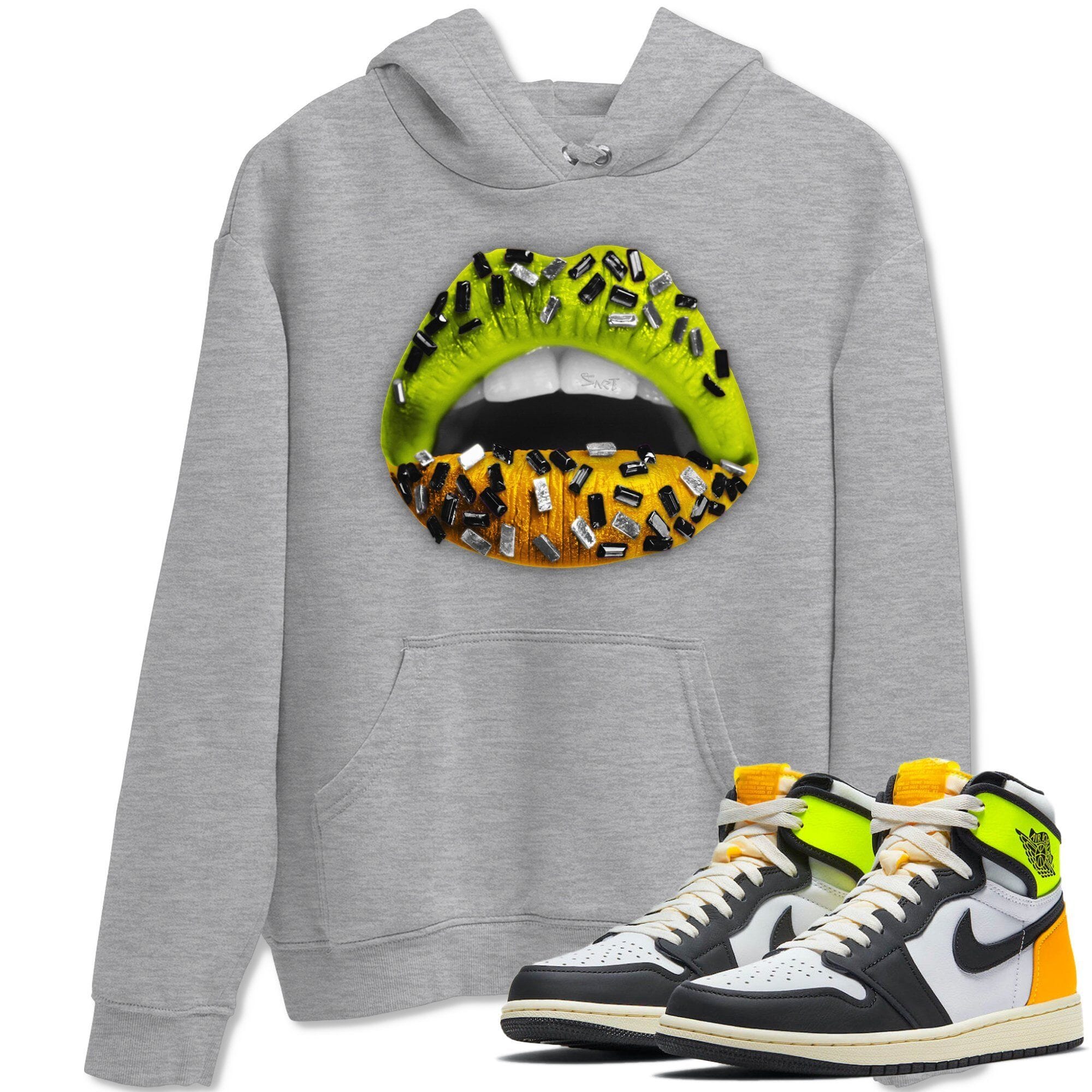Jordan 1 Volt Gold Shirt To Match Jordans Lips Jewel Sneaker Tees Jordan 1 Volt Gold Drip Gear Zone Sneaker Matching Clothing Unisex Shirts