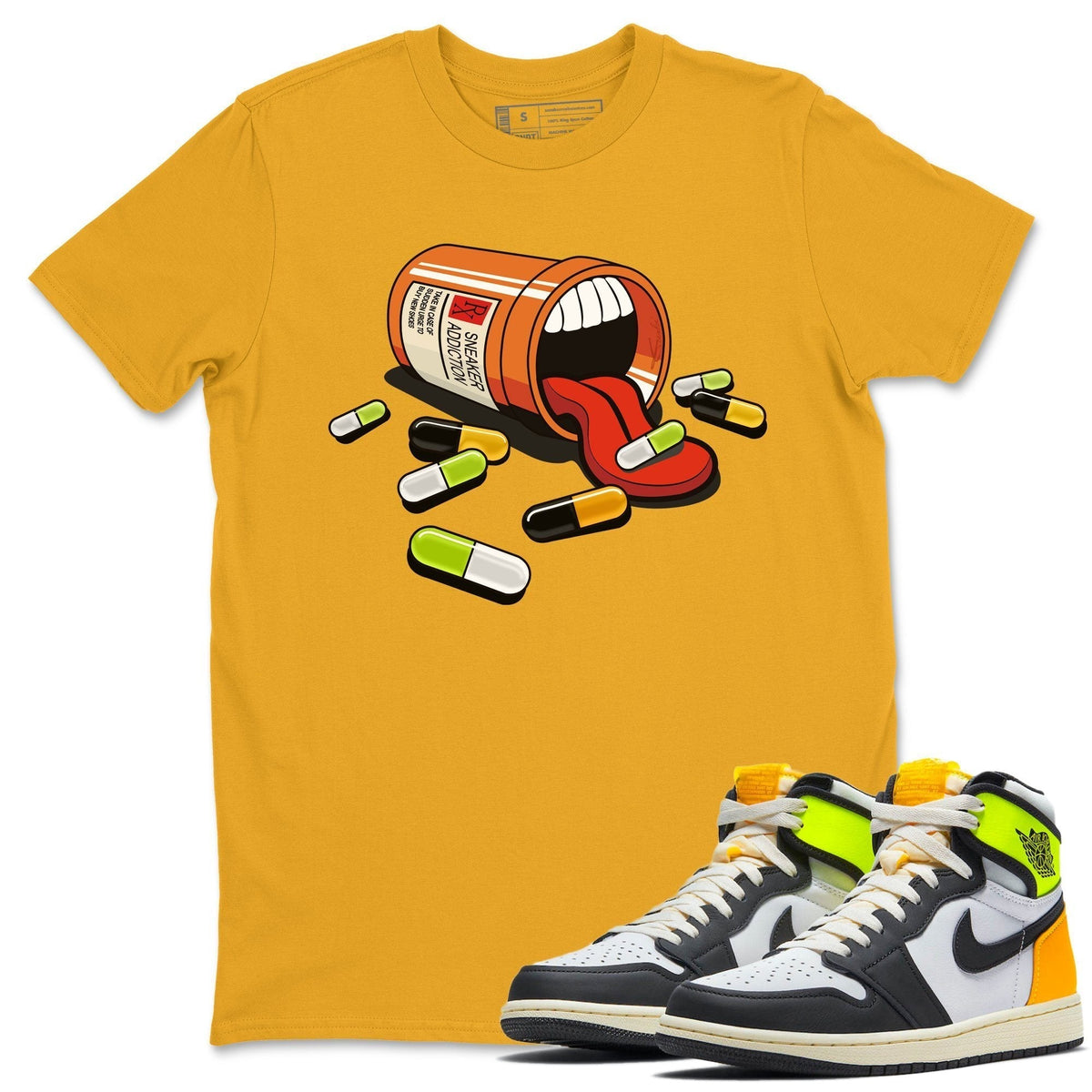 Jordan 1 Volt Gold Shirt To Match Jordans Sneaker Addiction Sneaker Tees Jordan 1 Volt Gold Drip Gear Zone Sneaker Matching Clothing Unisex Shirts