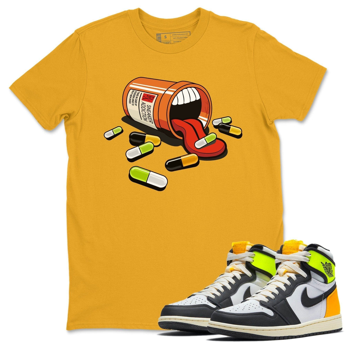 Jordan 1 Volt Gold Shirt To Match Jordans Sneaker Addiction Sneaker Tees Jordan 1 Volt Gold Drip Gear Zone Sneaker Matching Clothing Unisex Shirts