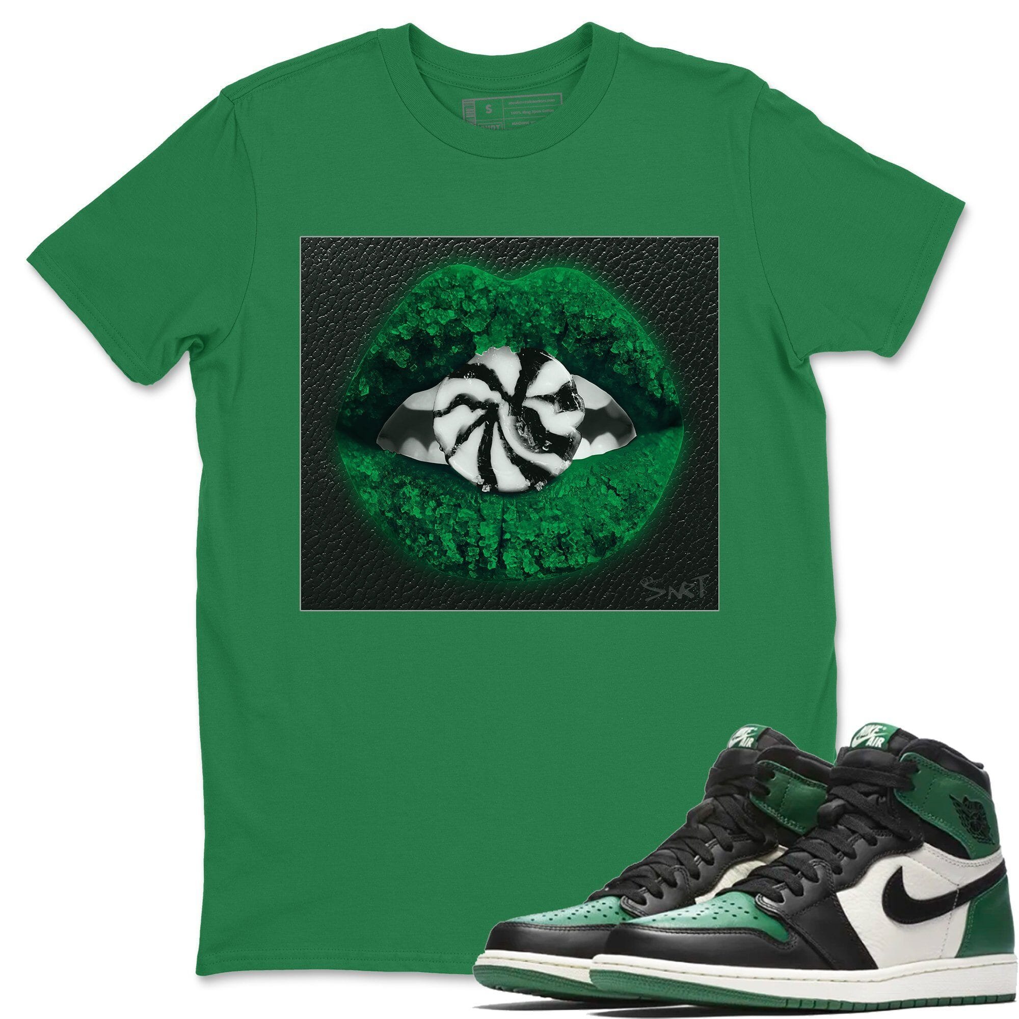 Jordan 1 Pine Green Sneaker Matching T-Shirt Lips Candy Sneaker Tees Jordan 1 Pine Green Sneaker Release Tees Crew Neck Tees