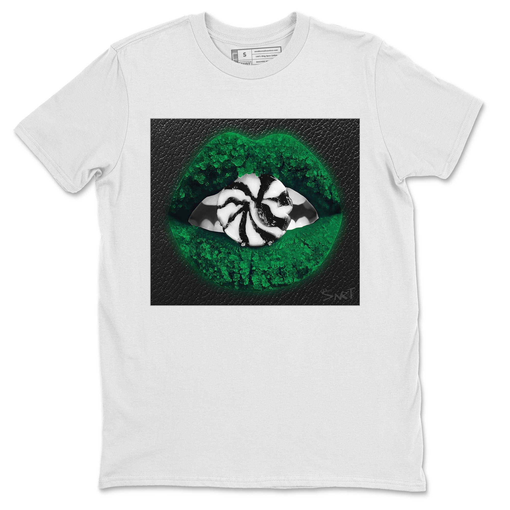 Jordan 1 Pine Green Sneaker Matching T-Shirt Lips Candy Sneaker Tees Jordan 1 Pine Green Sneaker Release Tees Crew Neck Tees