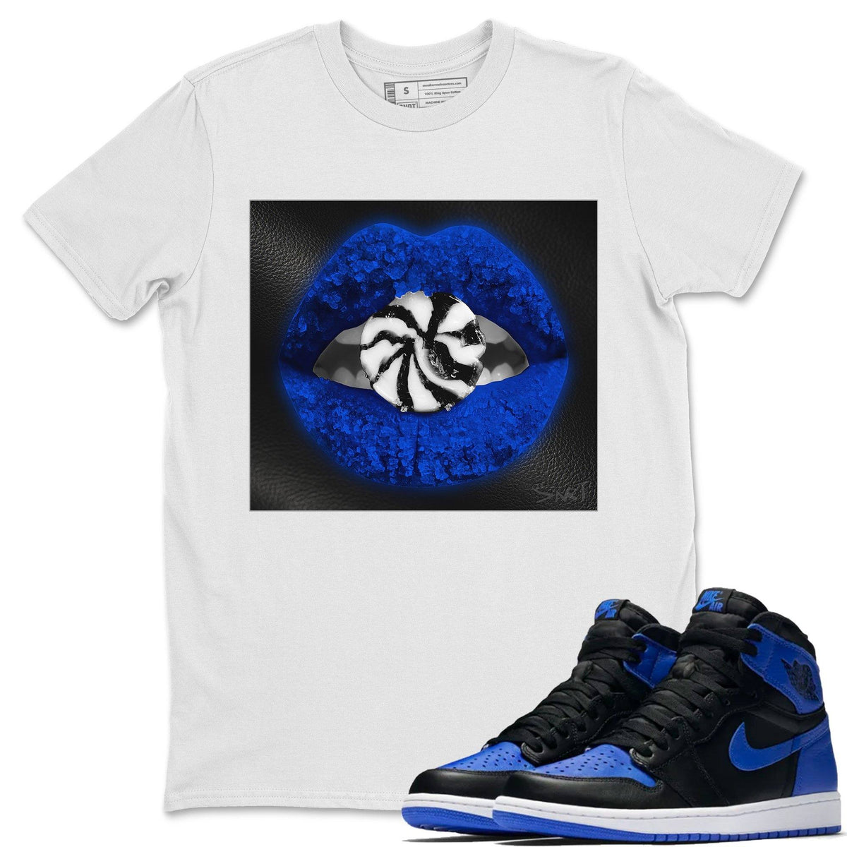 Jordan 1 Royal Black Shirt To Match Jordans Lips Candy Sneaker Tees Jordan 1 Royal Black Drip Gear Zone Sneaker Matching Clothing Unisex Shirts