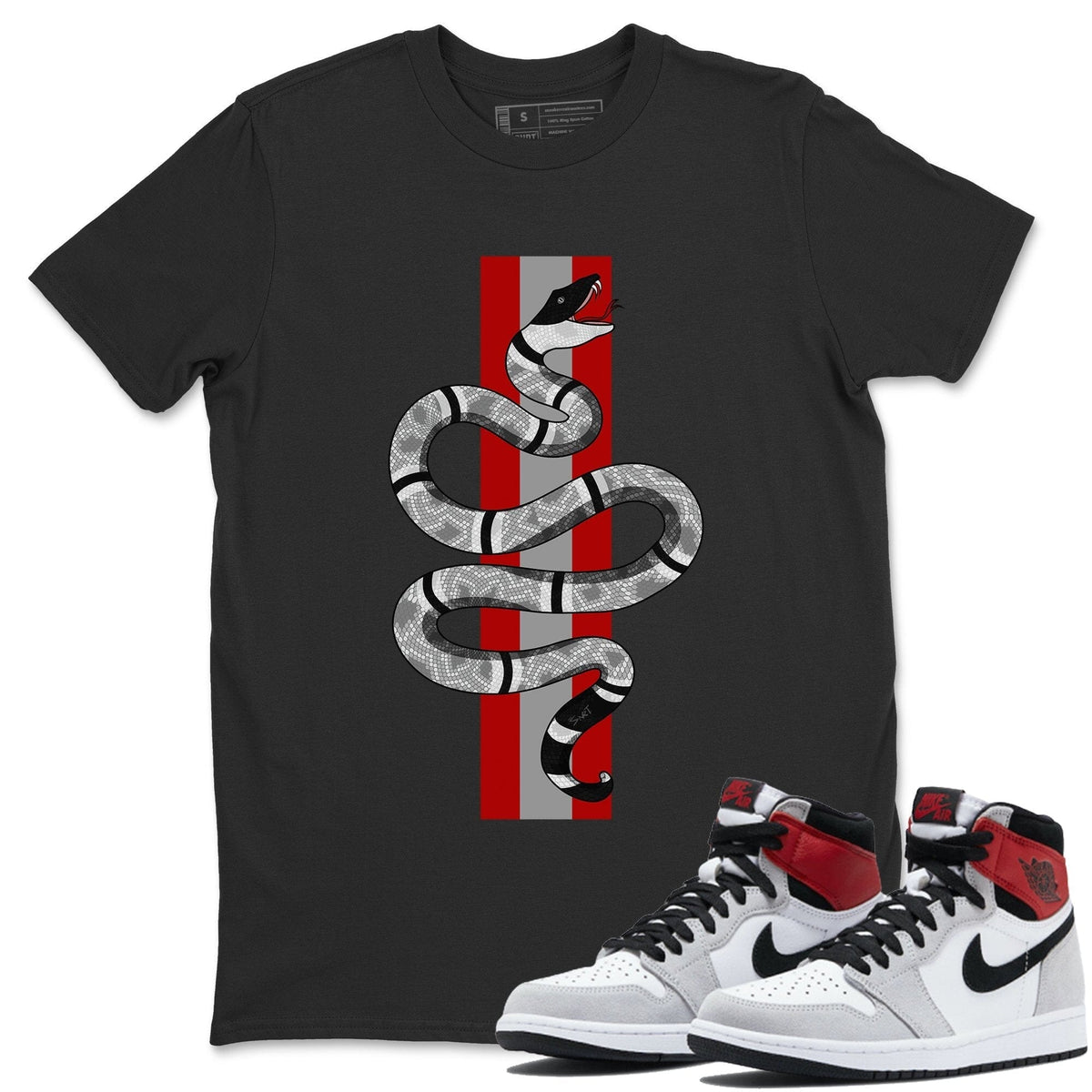 Jordan 1 Smoke Grey Sneaker Matching T-Shirt Snake Sneaker Tees Jordan 1 Smoke Grey Sneaker Release Tees Crew Neck Tees