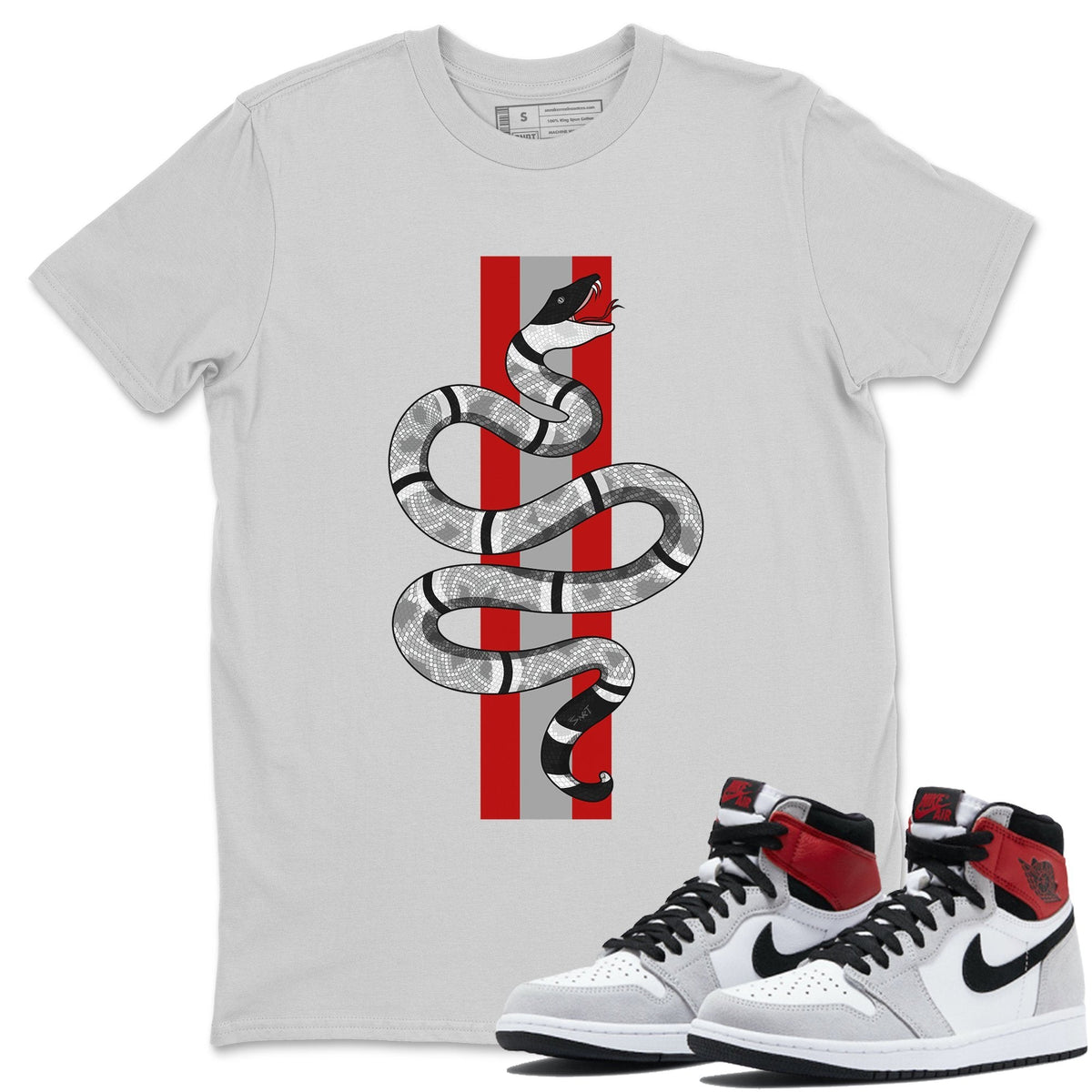 Jordan 1 Smoke Grey Sneaker Matching T-Shirt Snake Sneaker Tees Jordan 1 Smoke Grey Sneaker Release Tees Crew Neck Tees