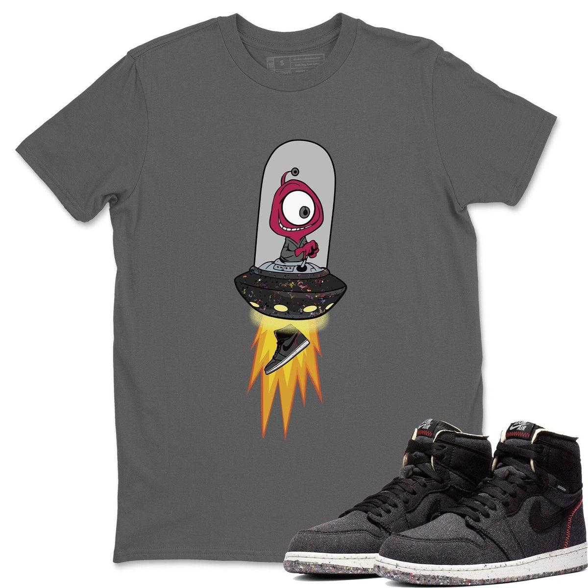 Jordan 1 Zoom Crater Sneaker Matching T-Shirt Alien Sneaker Tees Jordan 1 Zoom Crater Sneaker Release Tees Crew Neck Tees