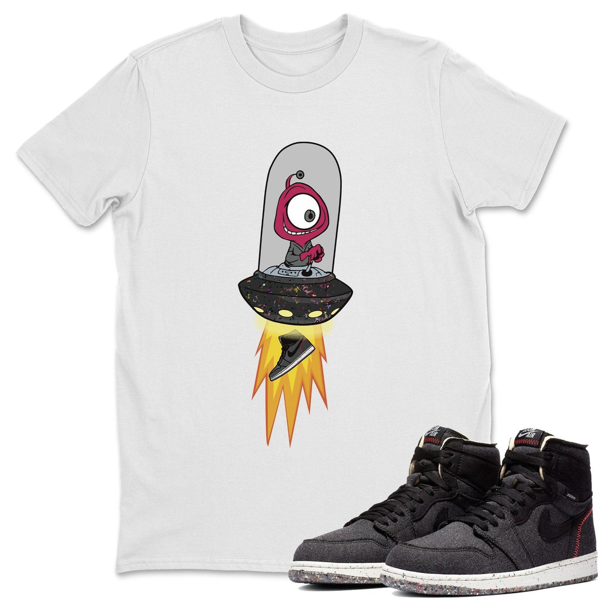Jordan 1 Zoom Crater Sneaker Matching T-Shirt Alien Sneaker Tees Jordan 1 Zoom Crater Sneaker Release Tees Crew Neck Tees