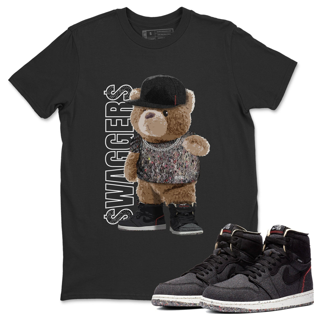 Jordan 1 Zoom Crater Sneaker Matching T-Shirt Bear Swaggers Sneaker Tees Jordan 1 Zoom Crater Sneaker Release Tees Crew Neck Tees