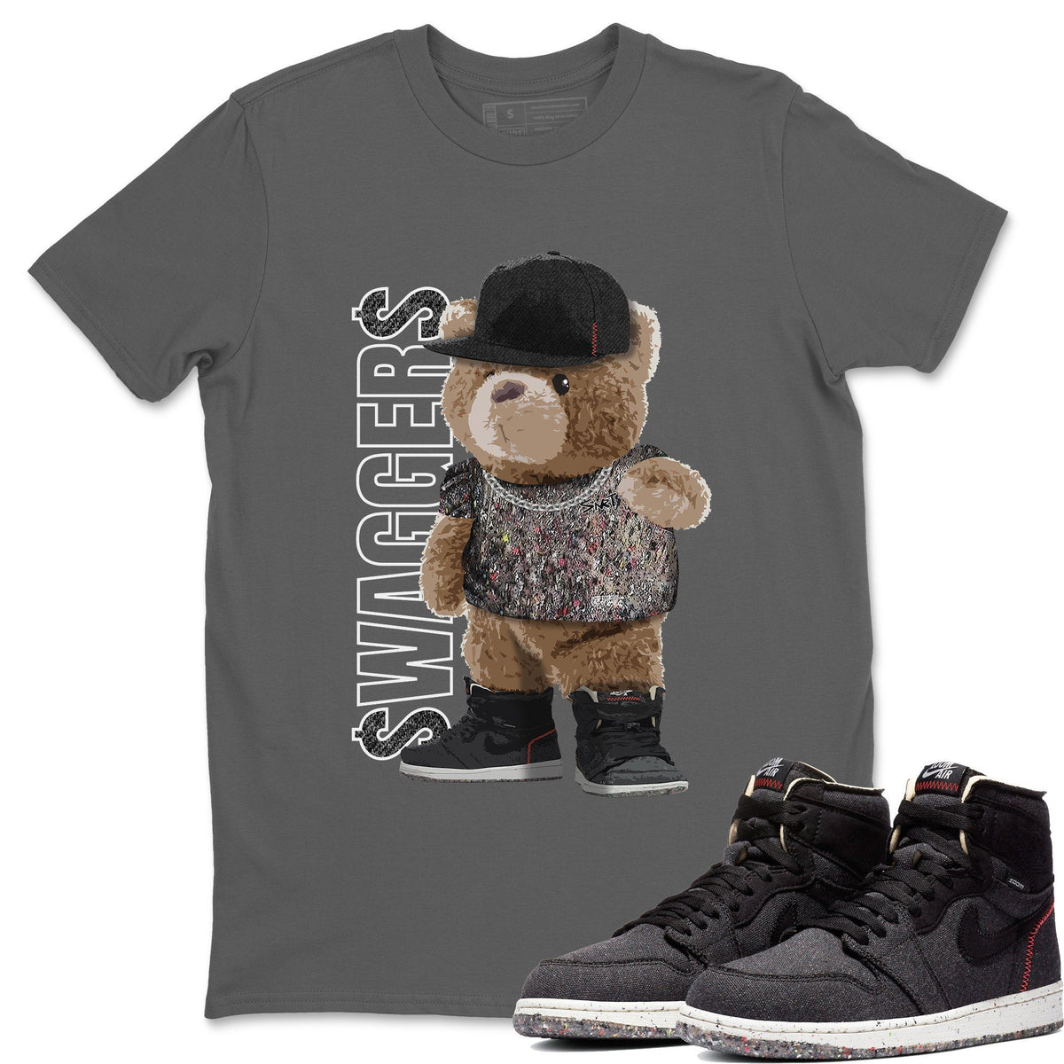 Jordan 1 Zoom Crater Sneaker Matching T-Shirt Bear Swaggers Sneaker Tees Jordan 1 Zoom Crater Sneaker Release Tees Crew Neck Tees