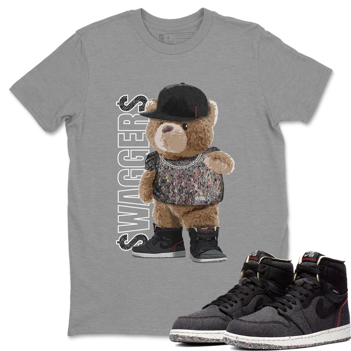 Jordan 1 Zoom Crater Sneaker Matching T-Shirt Bear Swaggers Sneaker Tees Jordan 1 Zoom Crater Sneaker Release Tees Crew Neck Tees