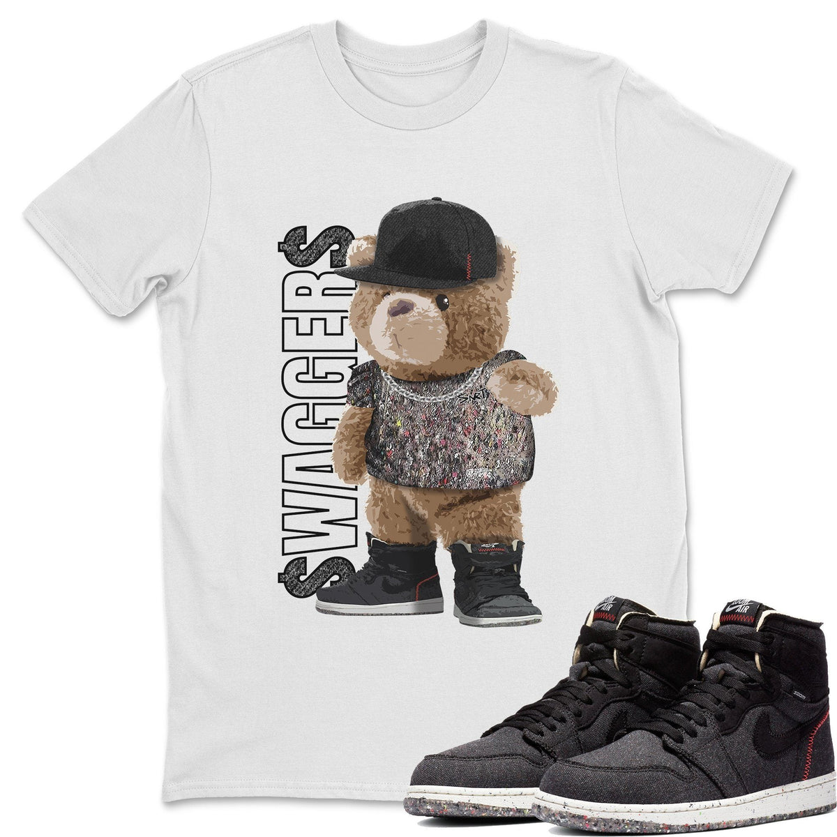 Jordan 1 Zoom Crater Sneaker Matching T-Shirt Bear Swaggers Sneaker Tees Jordan 1 Zoom Crater Sneaker Release Tees Crew Neck Tees